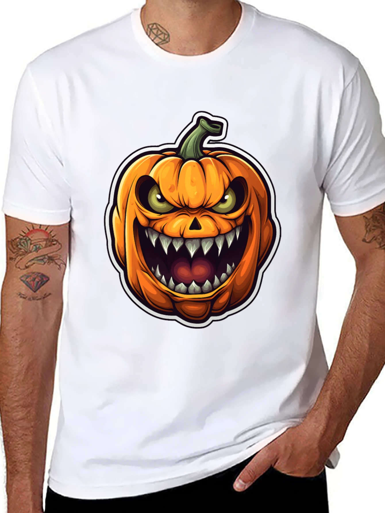 Mens Halloween Pumpkin Graphic Tee