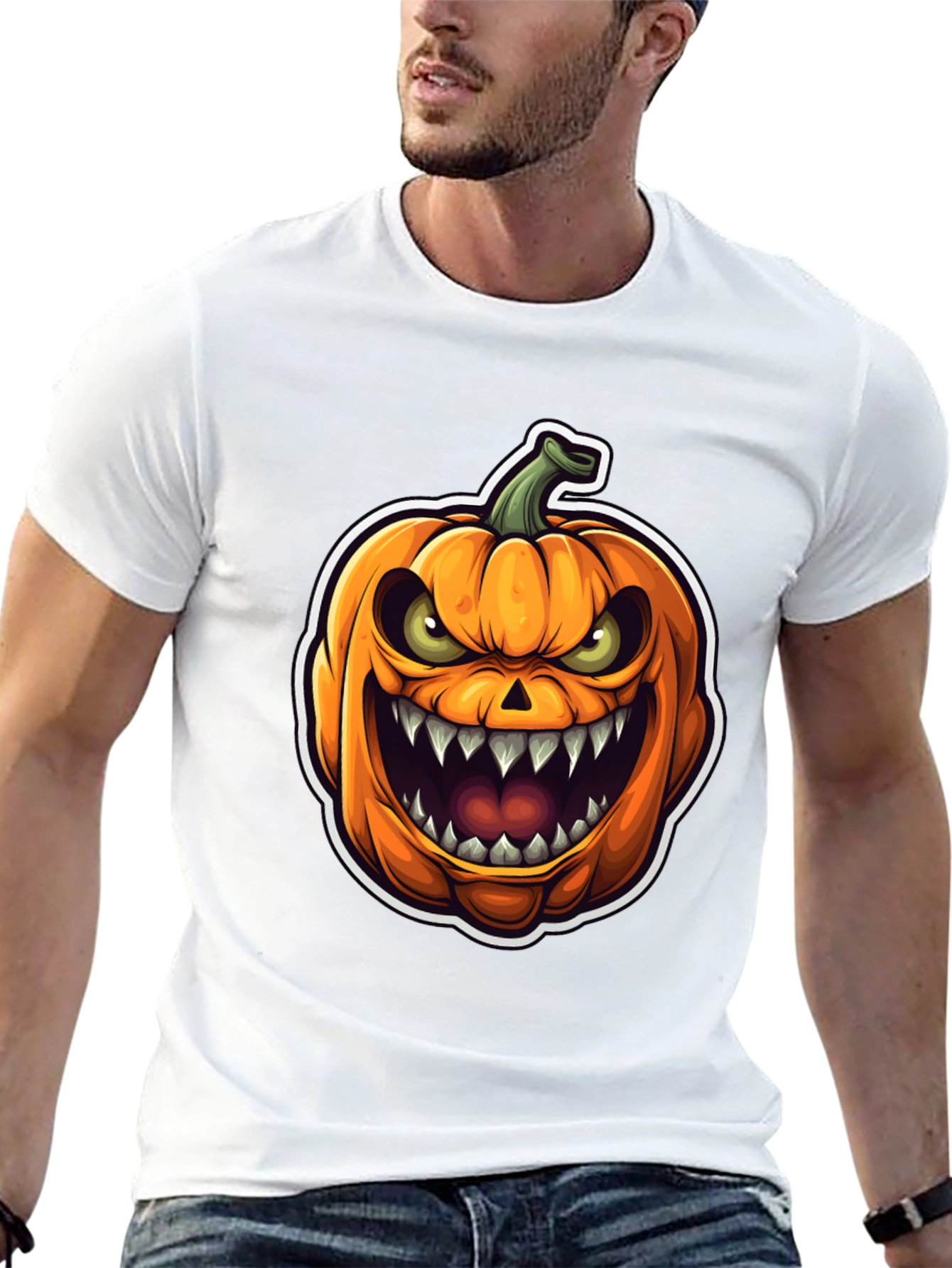 Mens Halloween Pumpkin Graphic Tee