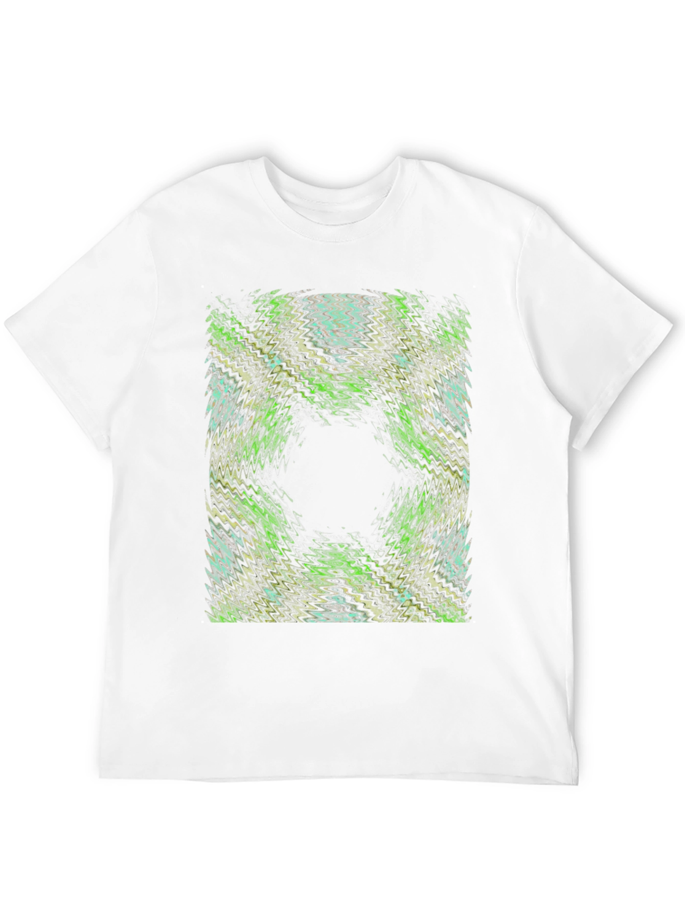 Abstract Green Pattern Black T-Shirt