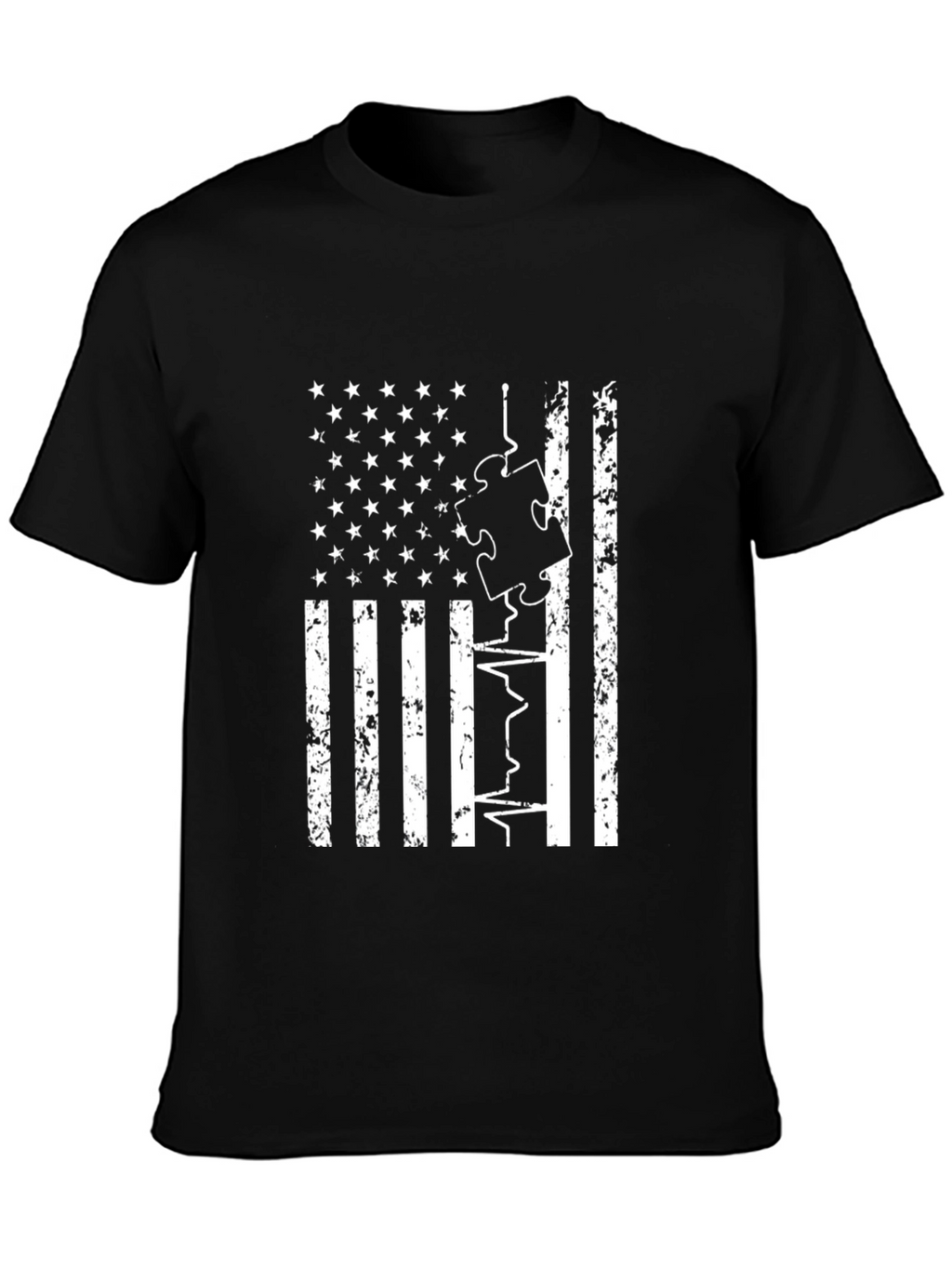 American Flag Autism Puzzle T-Shirt