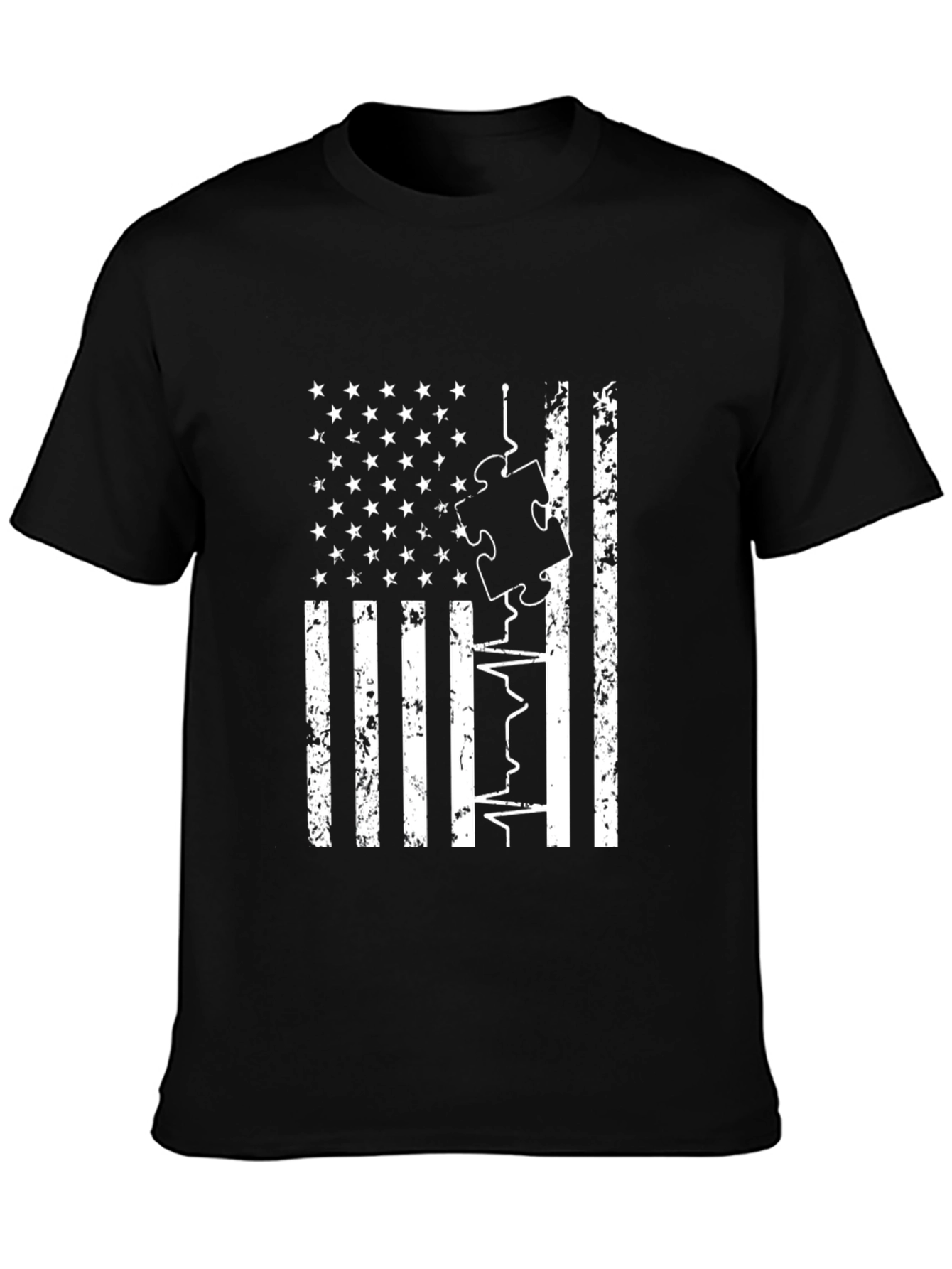 American Flag Autism Puzzle T-Shirt