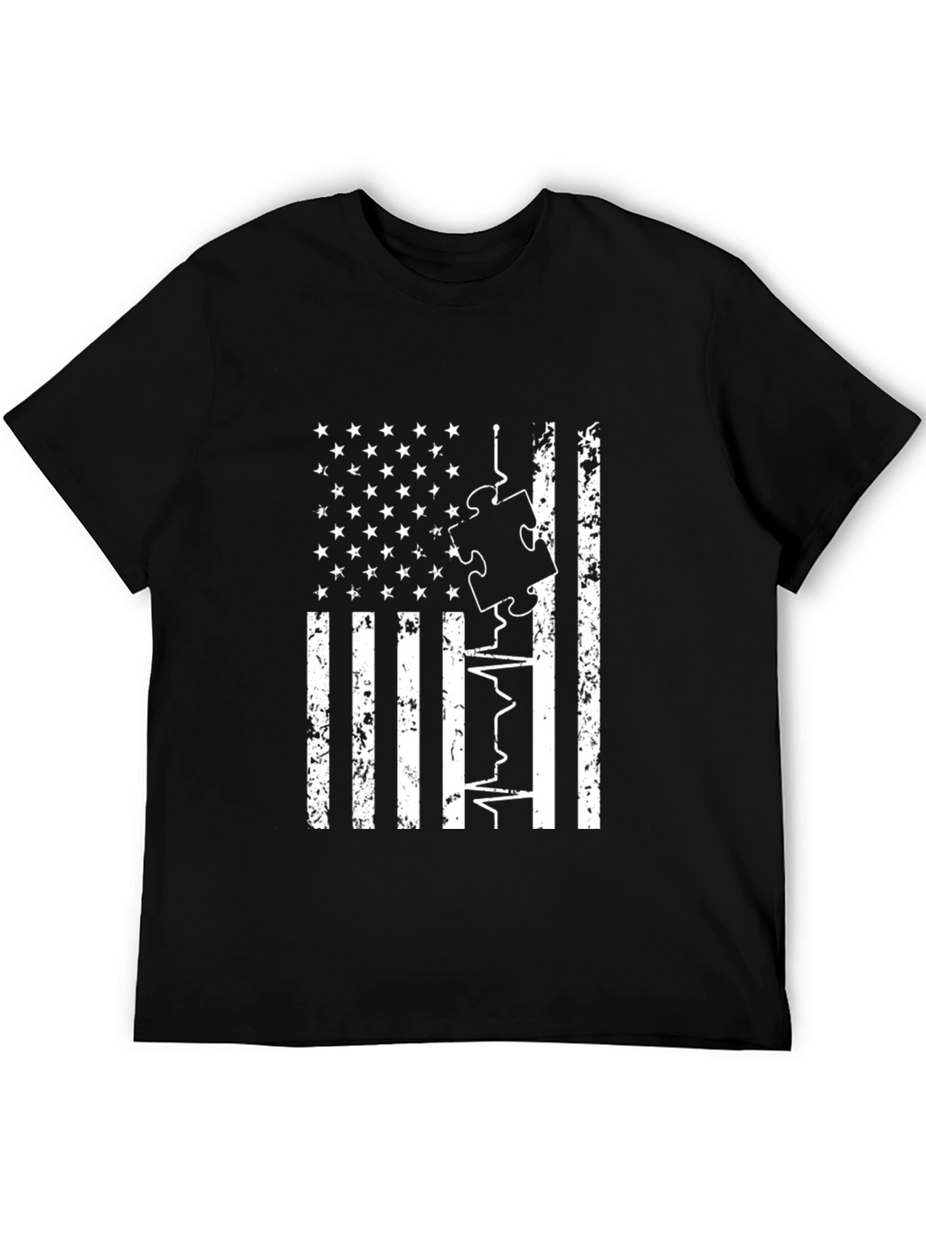 American Flag Autism Puzzle T-Shirt