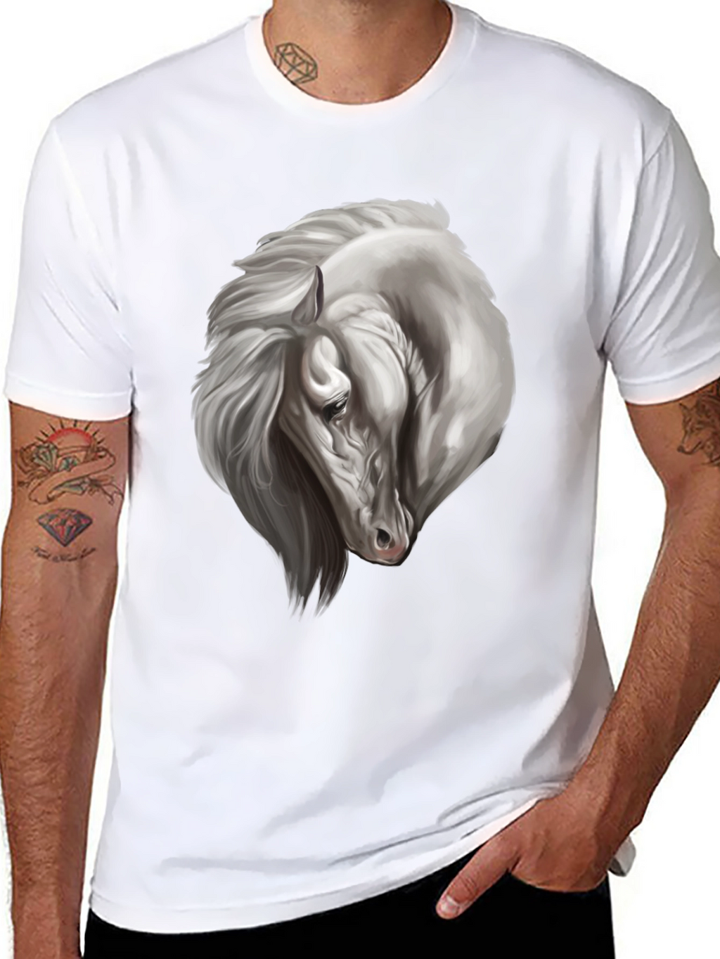 Black Horse Graphic Tee for Men