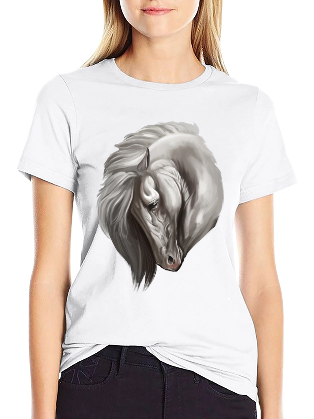 Black Horse Graphic Tee for Men