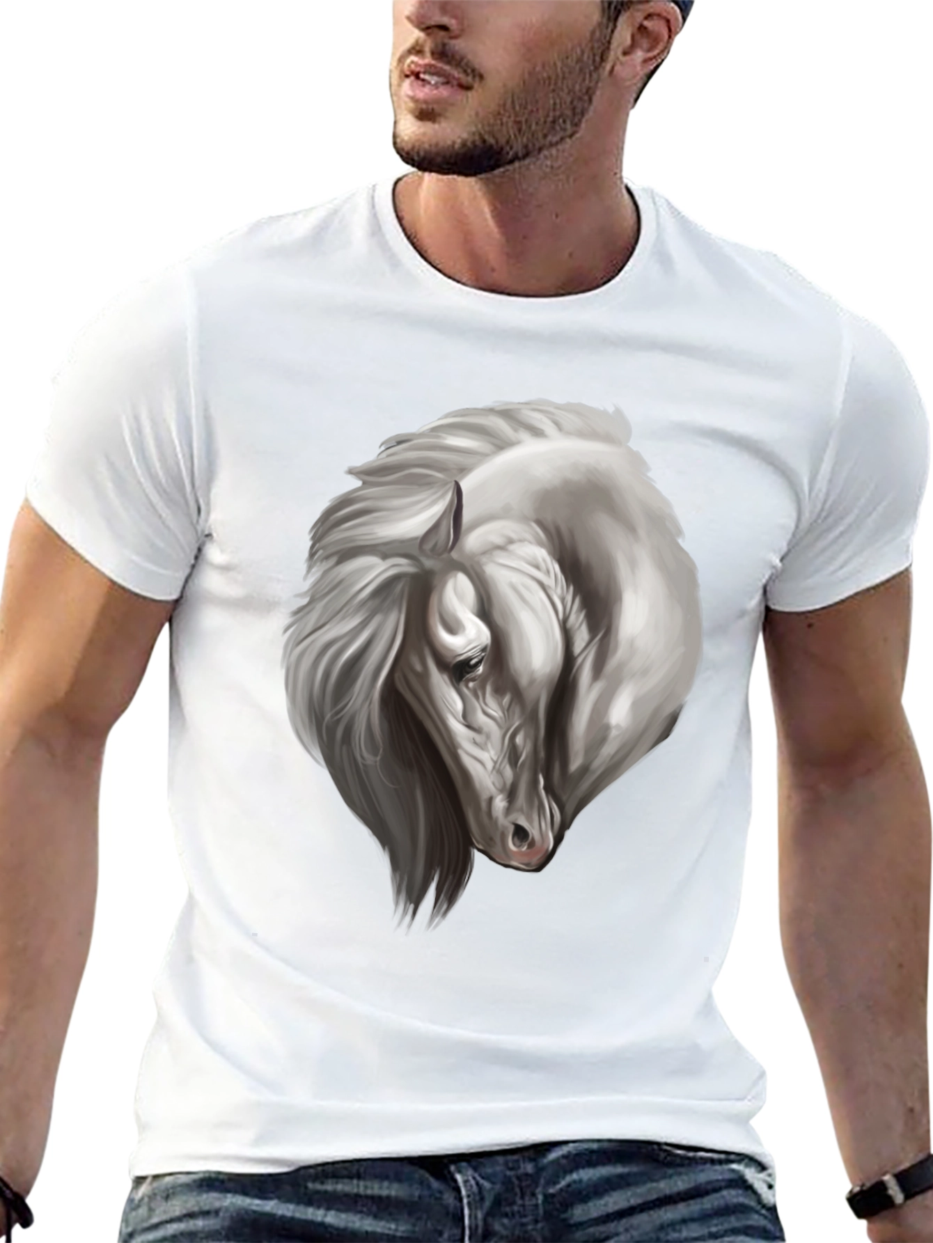 Black Horse Graphic Tee for Men