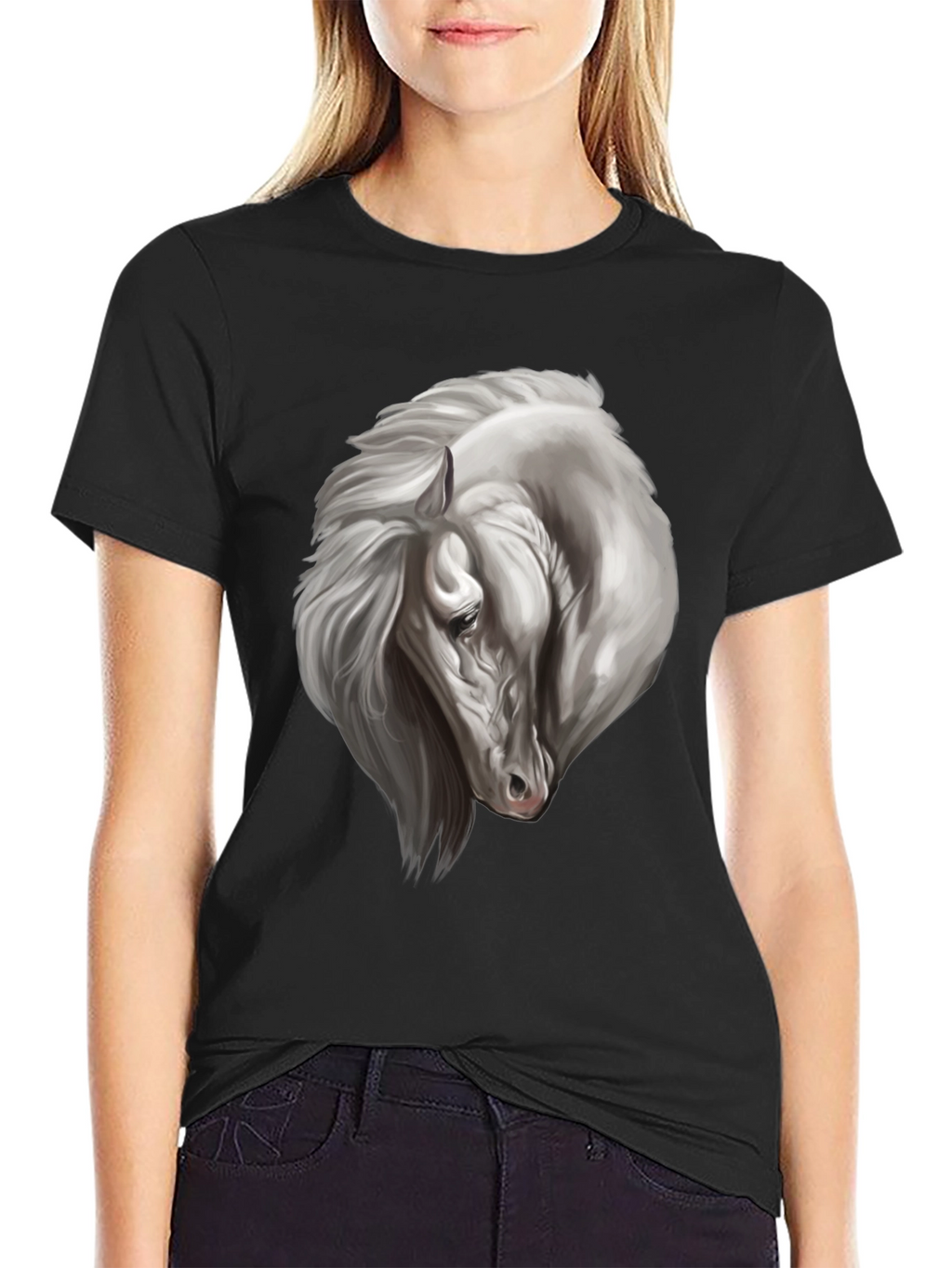 Black Horse Graphic Tee for Men