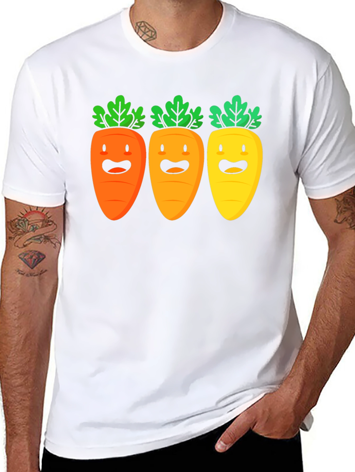 Carrot Trio Graphic Tee - Black Cotton T-Shirt