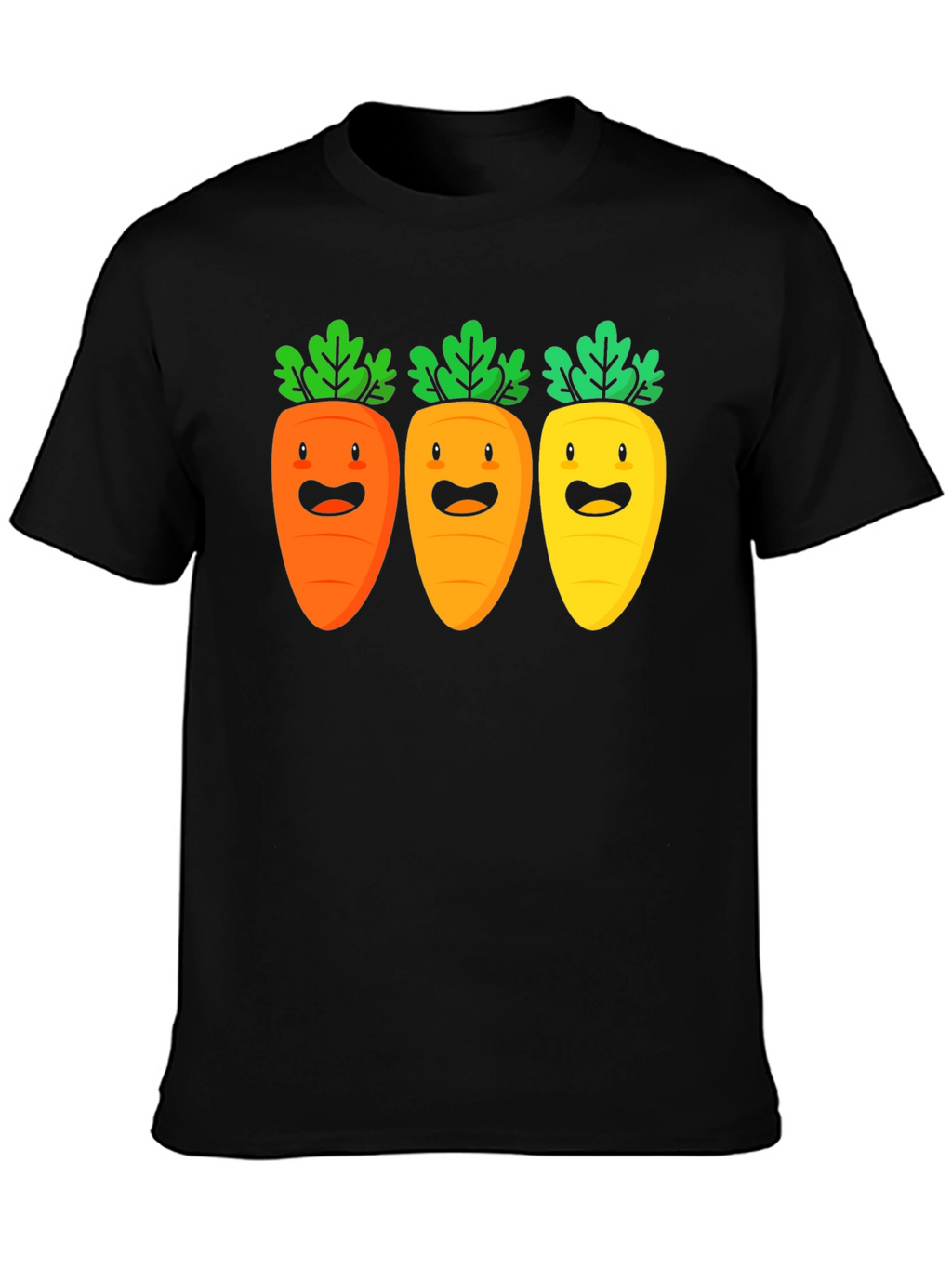 Carrot Trio Graphic Tee - Black Cotton T-Shirt