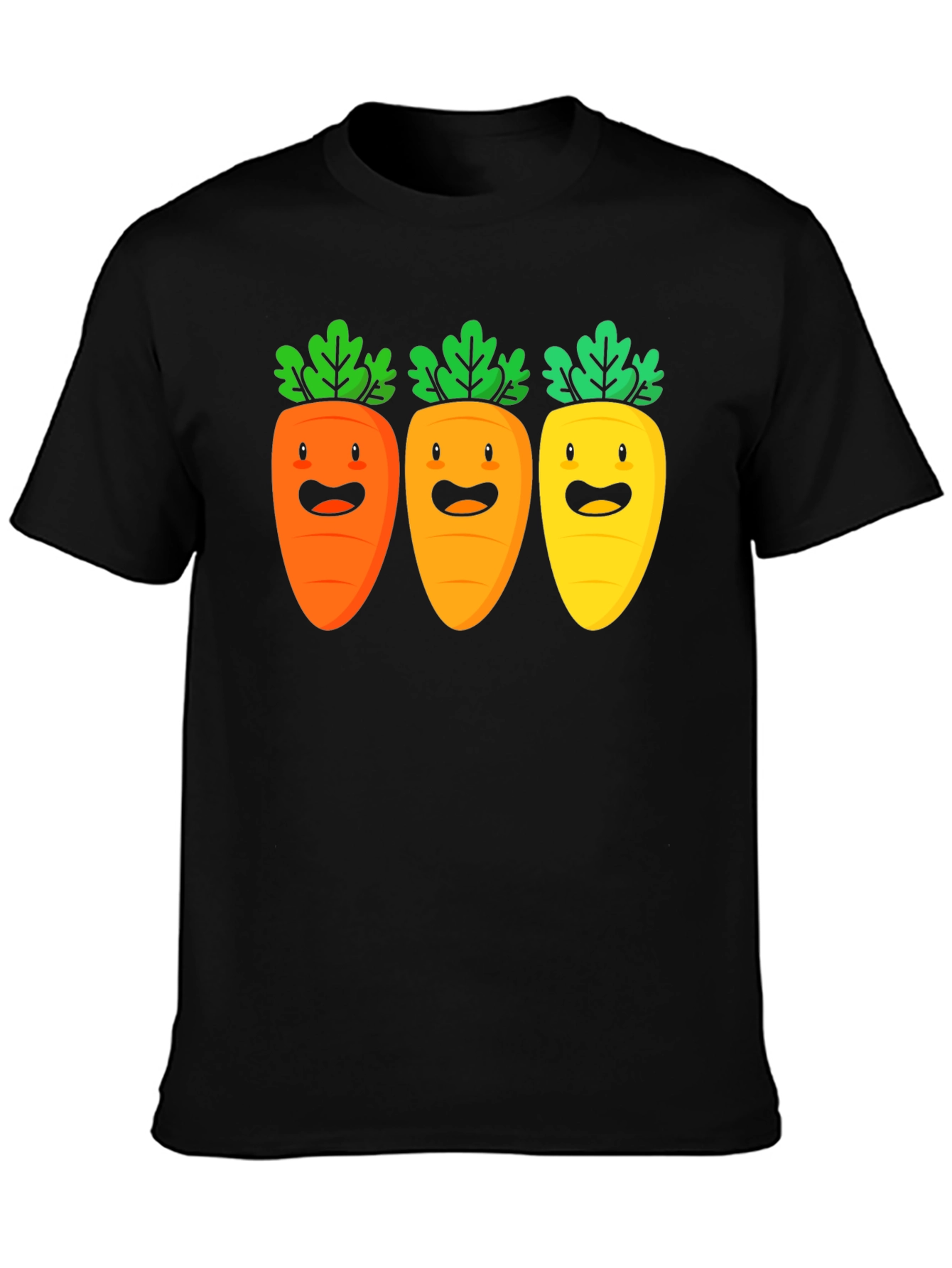Carrot Trio Graphic Tee - Black Cotton T-Shirt