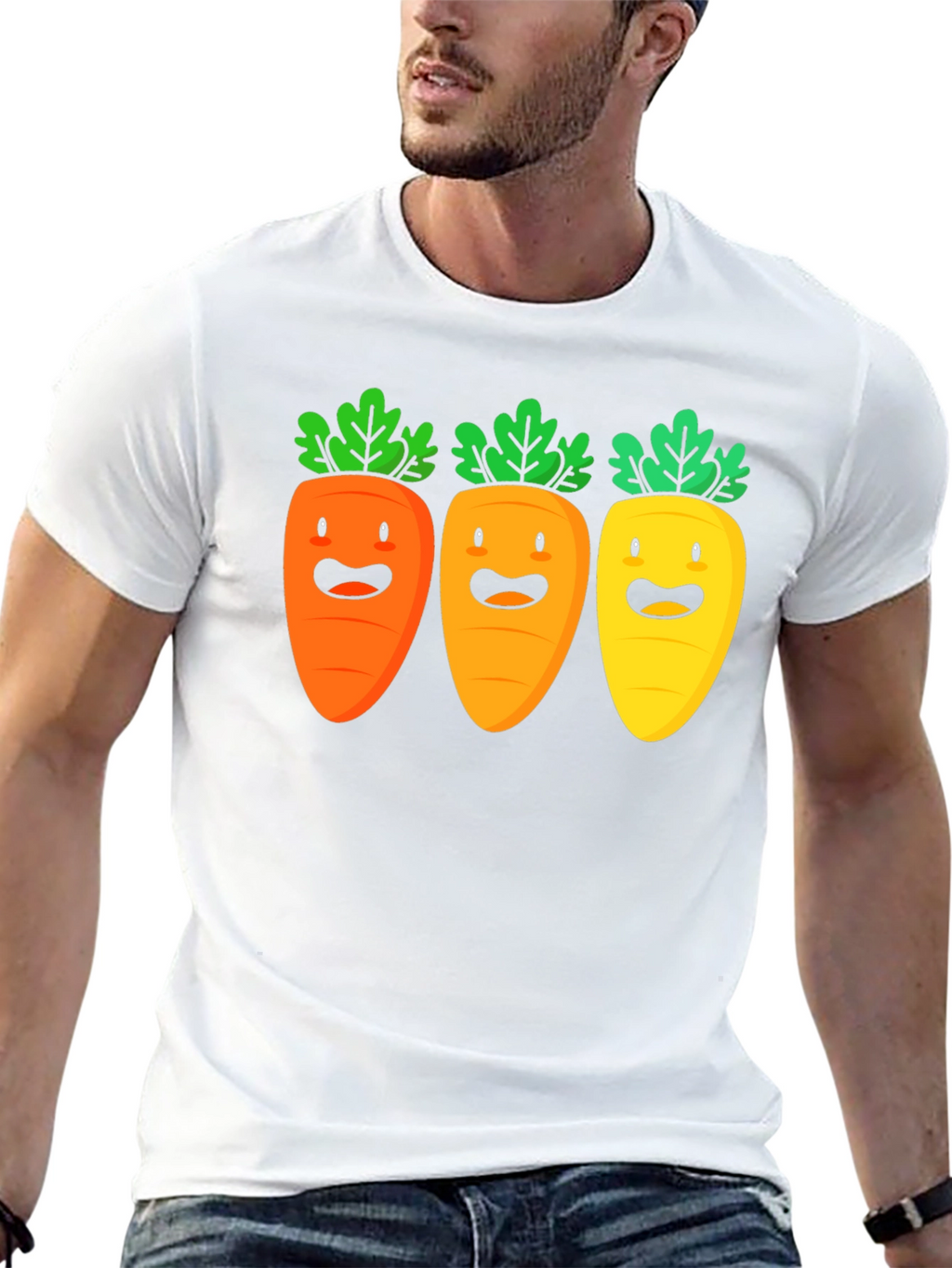 Carrot Trio Graphic Tee - Black Cotton T-Shirt
