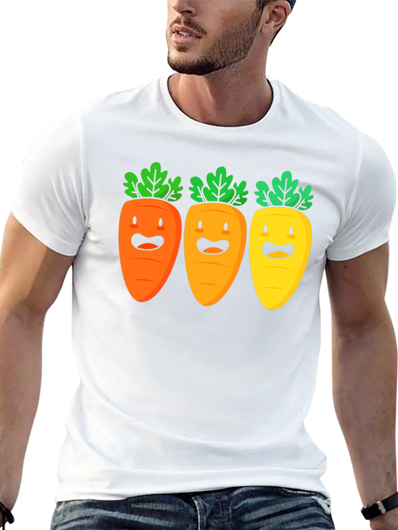 Carrot Trio Graphic Tee - Black Cotton T-Shirt