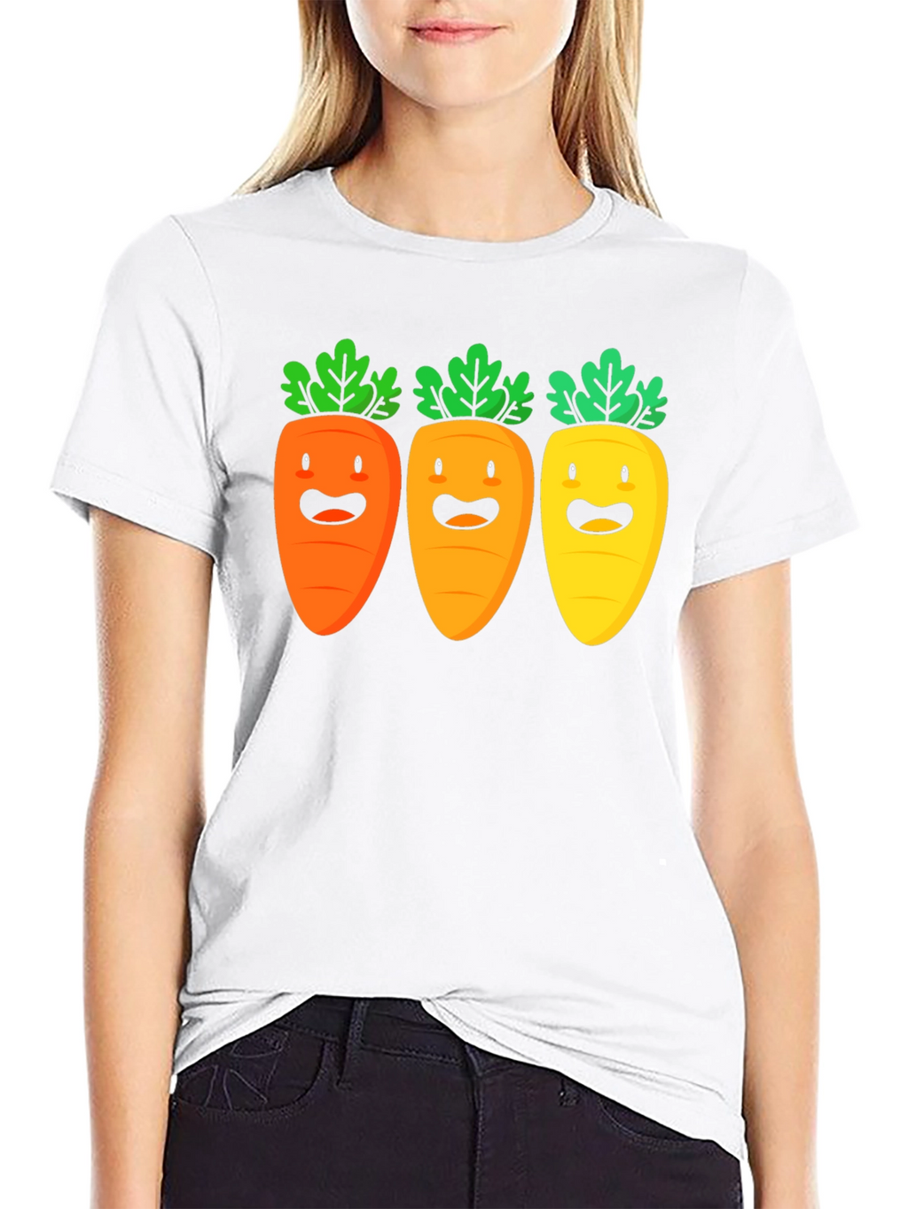 Carrot Trio Graphic Tee - Black Cotton T-Shirt