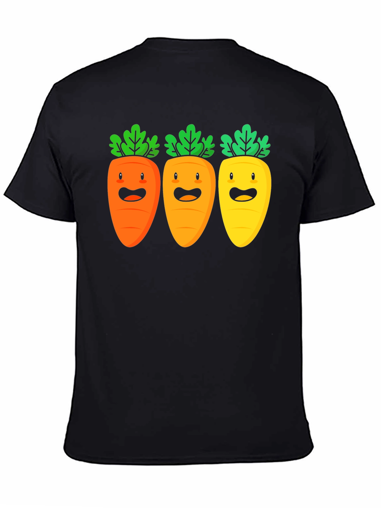 Carrot Trio Graphic Tee - Black Cotton T-Shirt