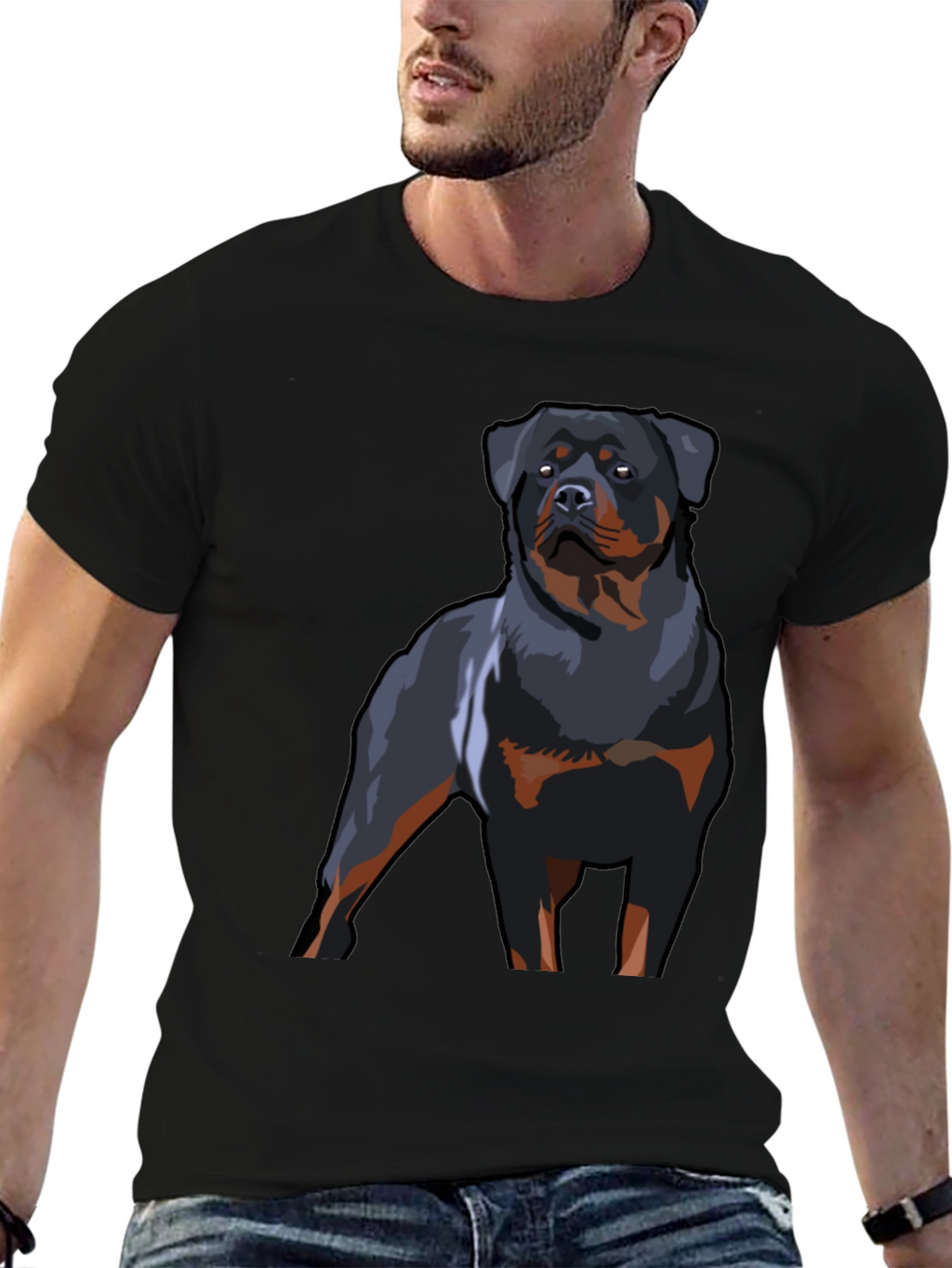Rottweiler Graphic T-Shirt - Black Dog Lover Tee