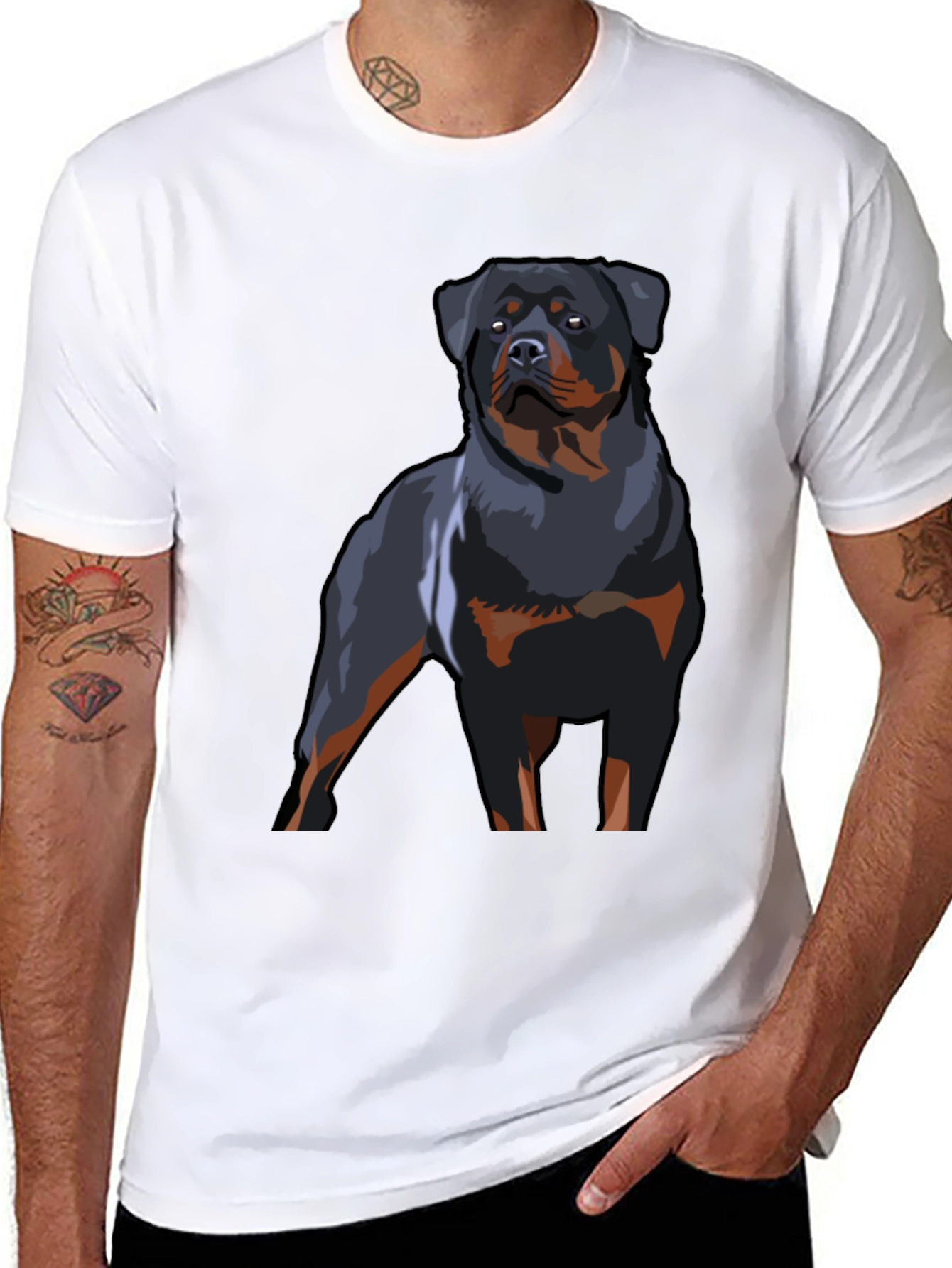 Rottweiler Graphic T-Shirt - Black Dog Lover Tee