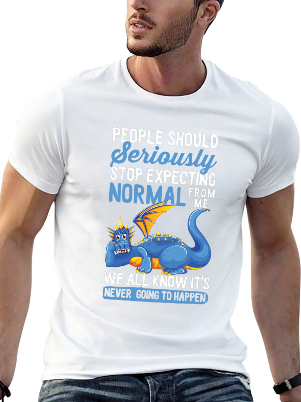 Funny Dragon Graphic T-Shirt - Expecting Normal?