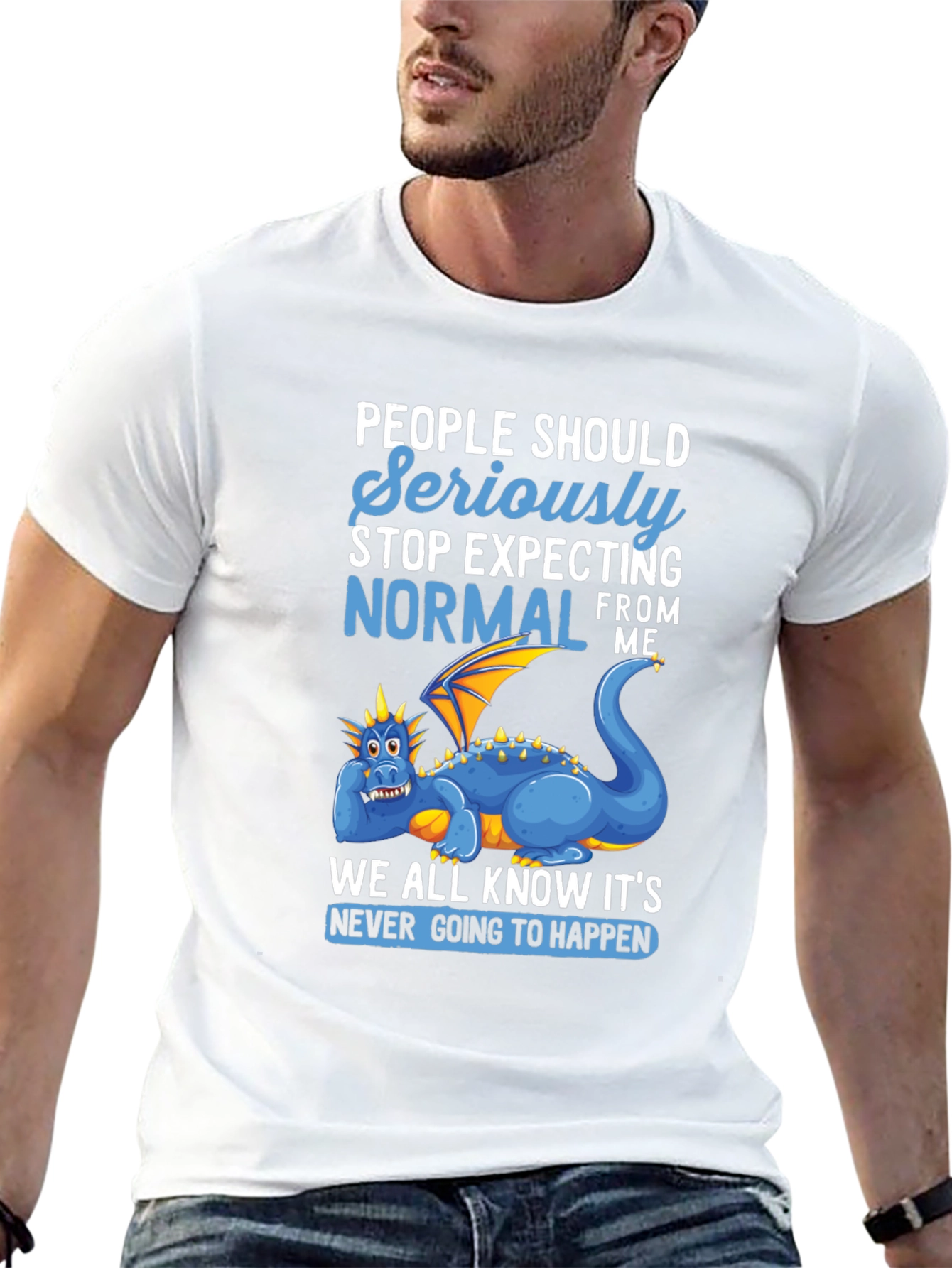 Funny Dragon Graphic T-Shirt - Expecting Normal?