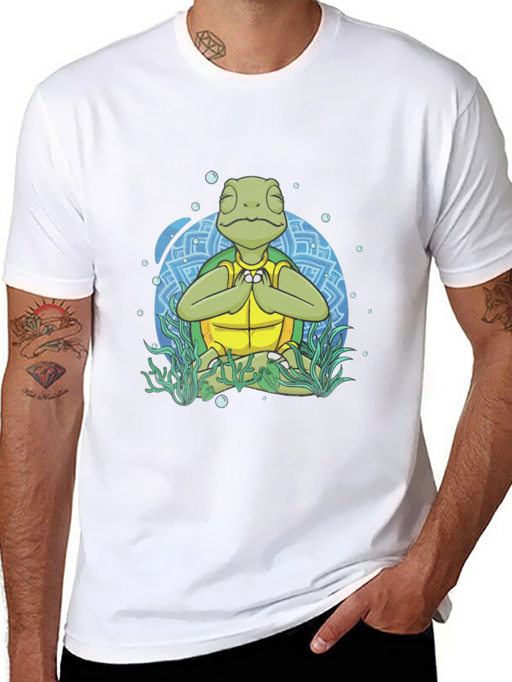 Meditating Sea Turtle Mens Graphic T-Shirt