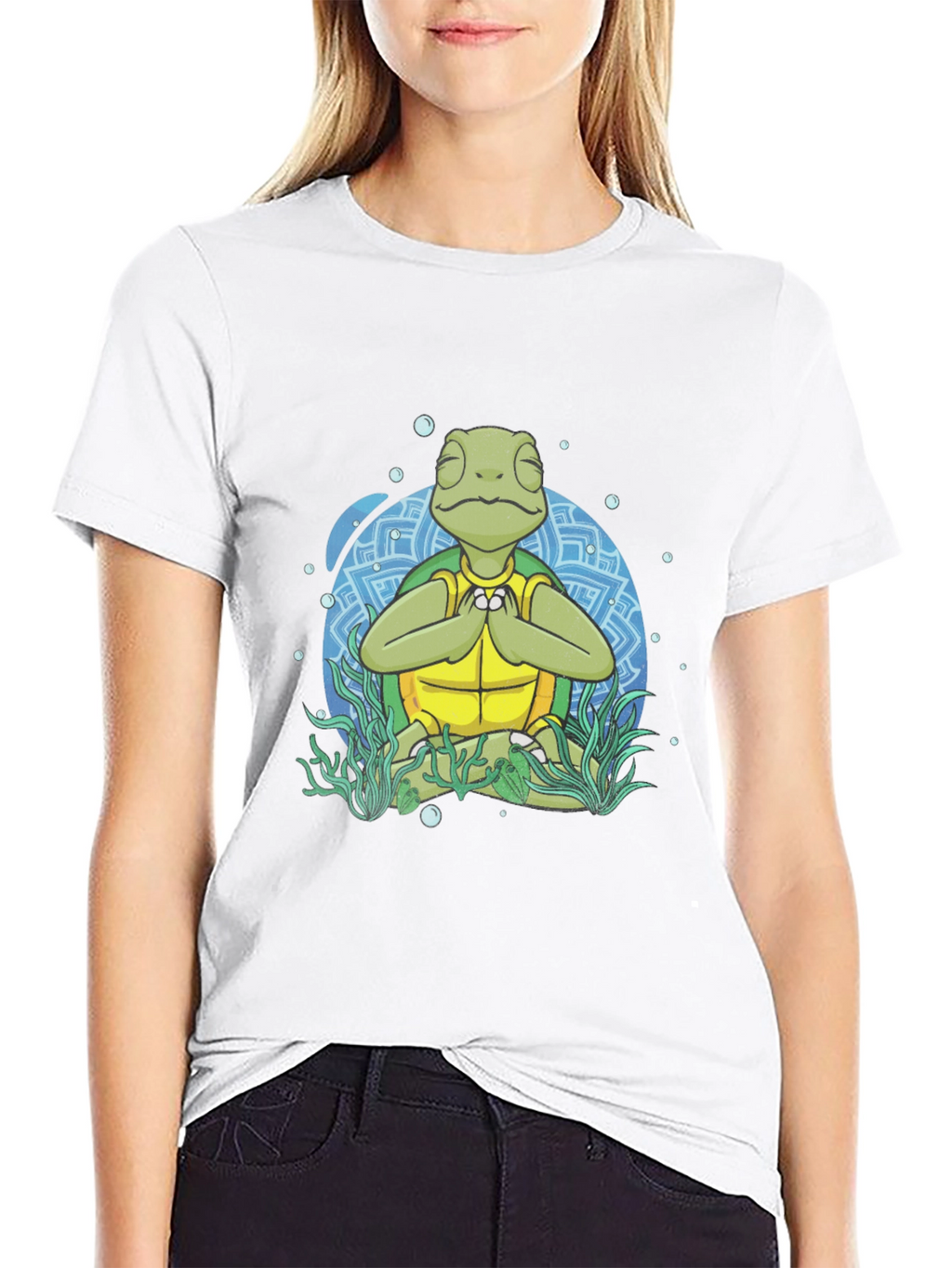 Meditating Sea Turtle Mens Graphic T-Shirt
