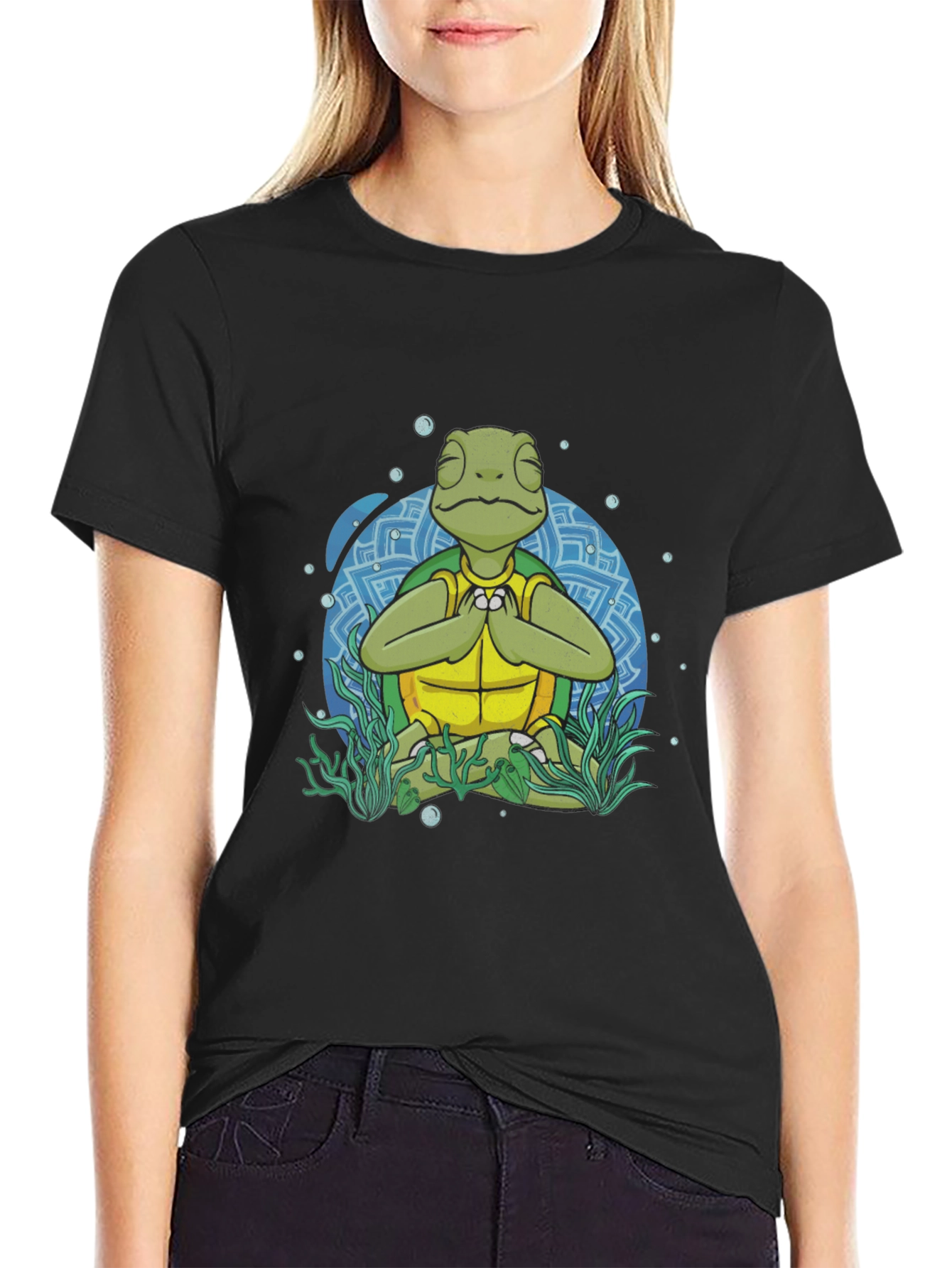 Meditating Sea Turtle Mens Graphic T-Shirt