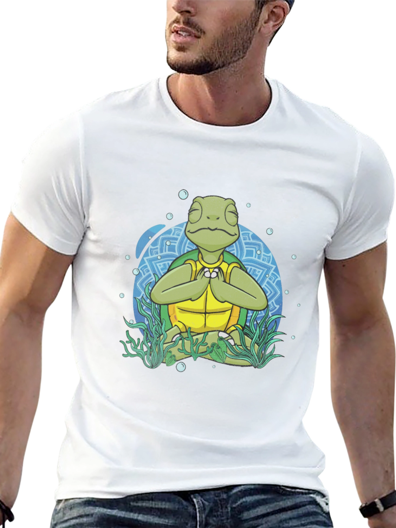 Meditating Sea Turtle Mens Graphic T-Shirt