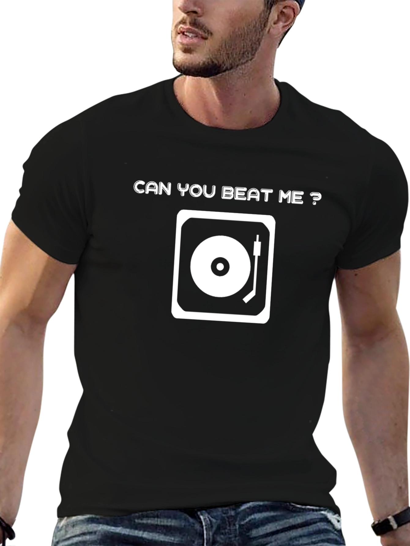 Can You Beat Me? DJ Turntable Graphic Tee