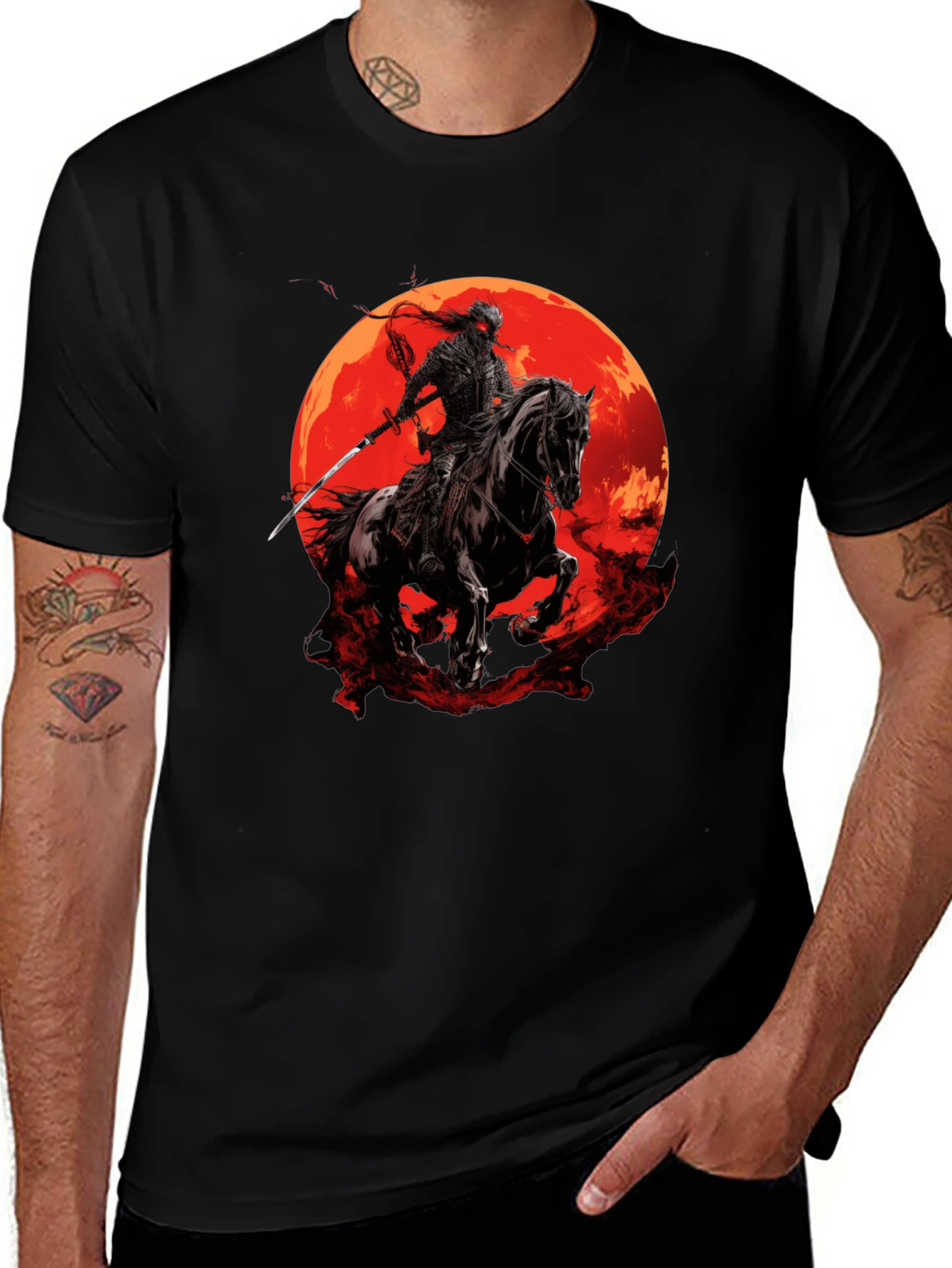 Samurai Horseman Moon T-Shirt