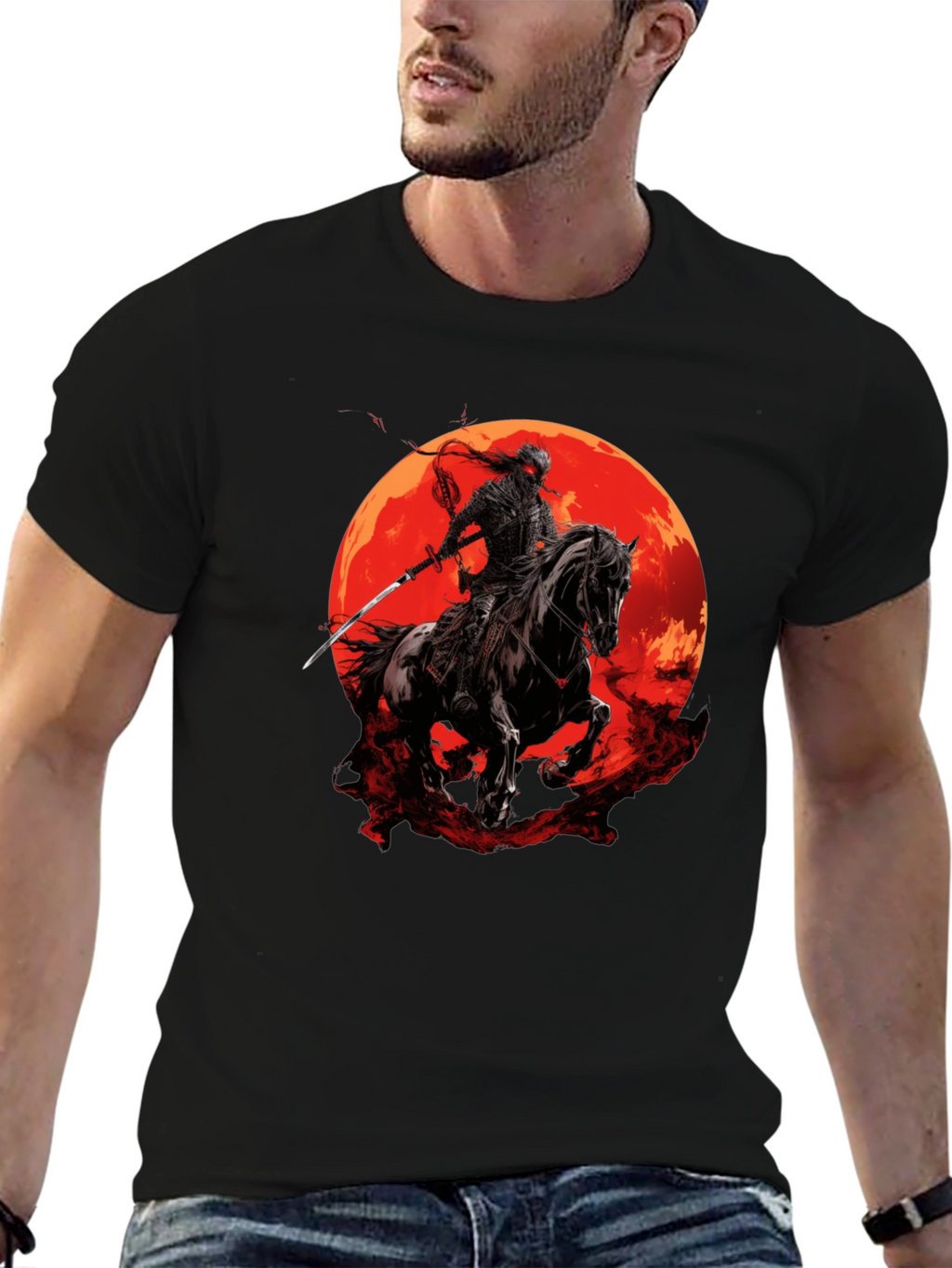 Samurai Horseman Moon T-Shirt