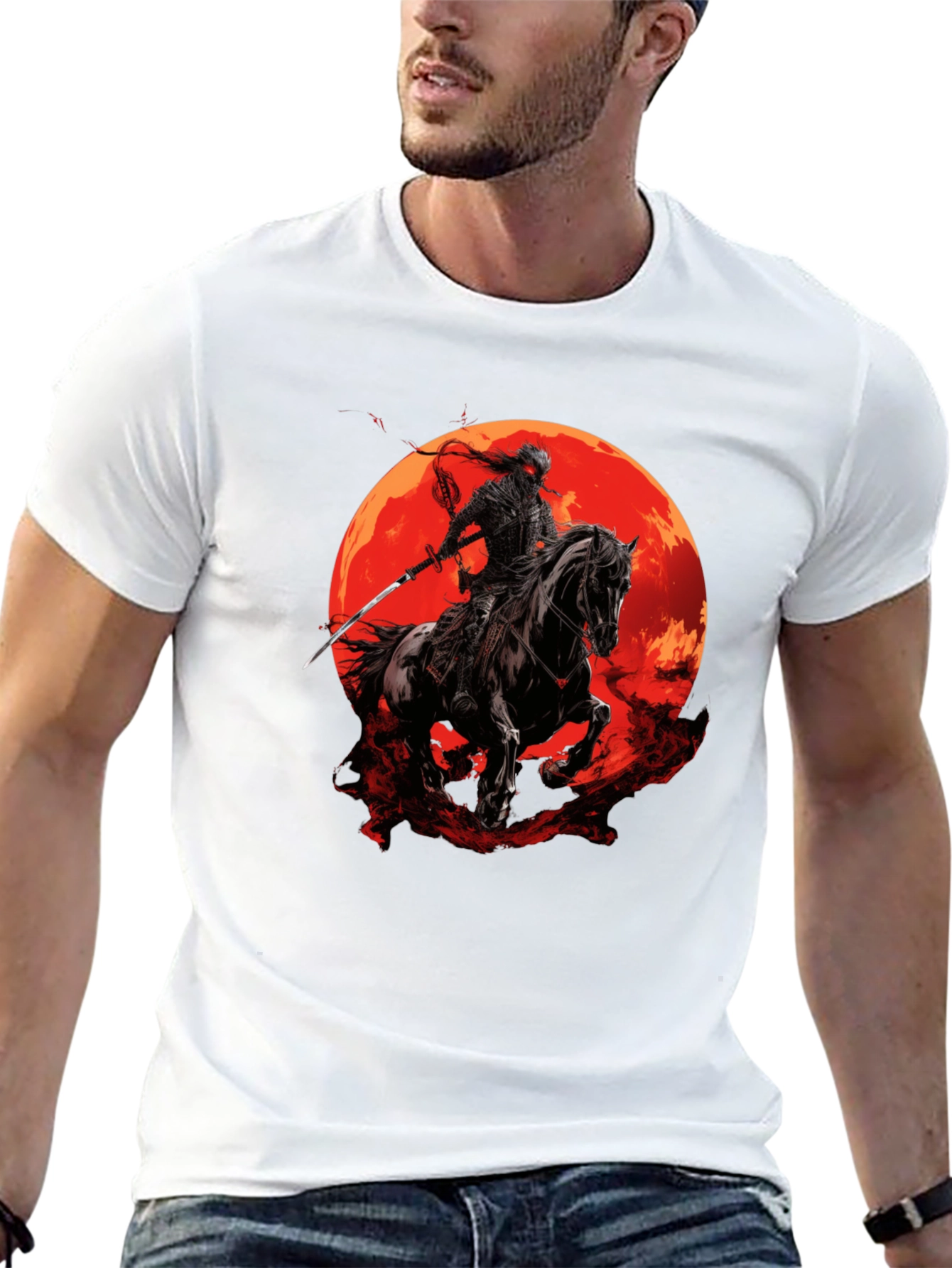Samurai Horseman Moon T-Shirt