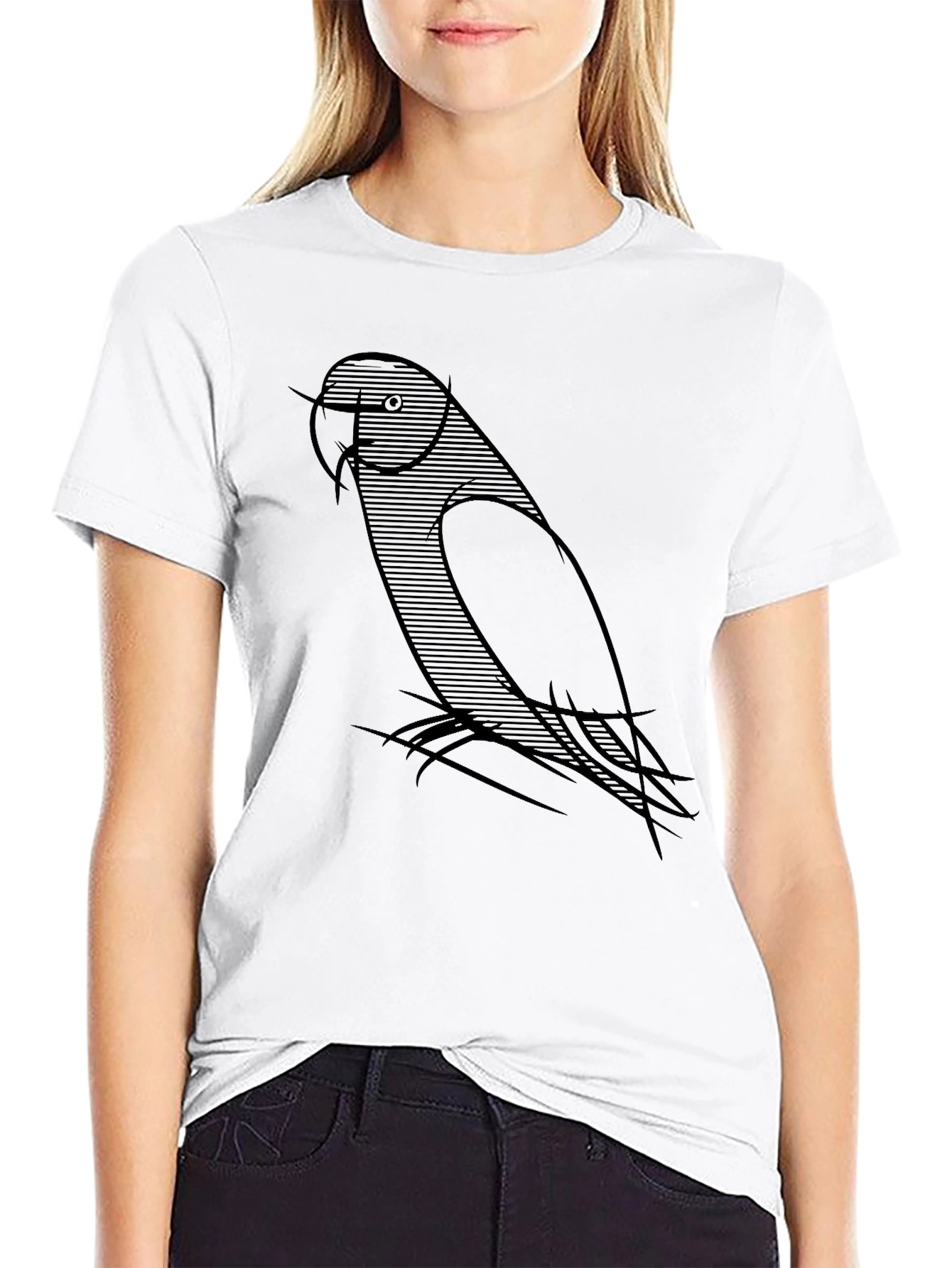 Mens Black T-Shirt with Parrot Graphic