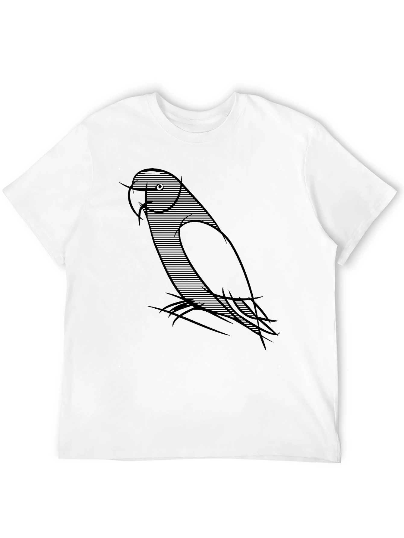Mens Black T-Shirt with Parrot Graphic