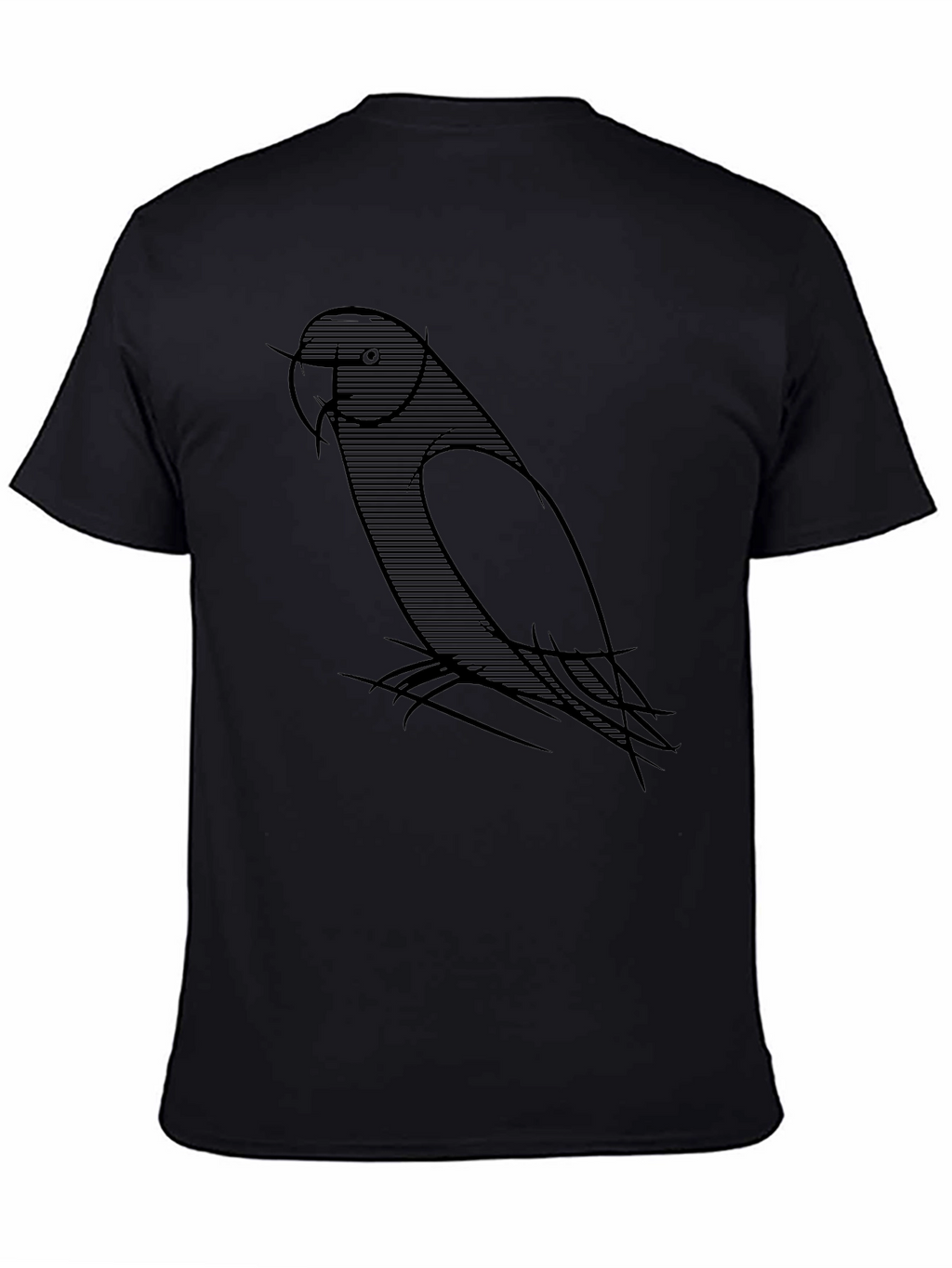 Mens Black T-Shirt with Parrot Graphic
