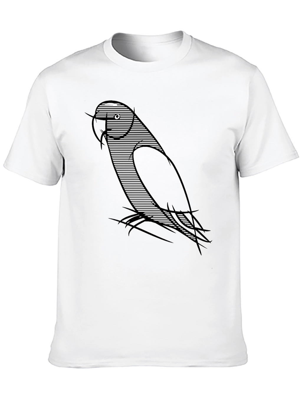 Mens Black T-Shirt with Parrot Graphic