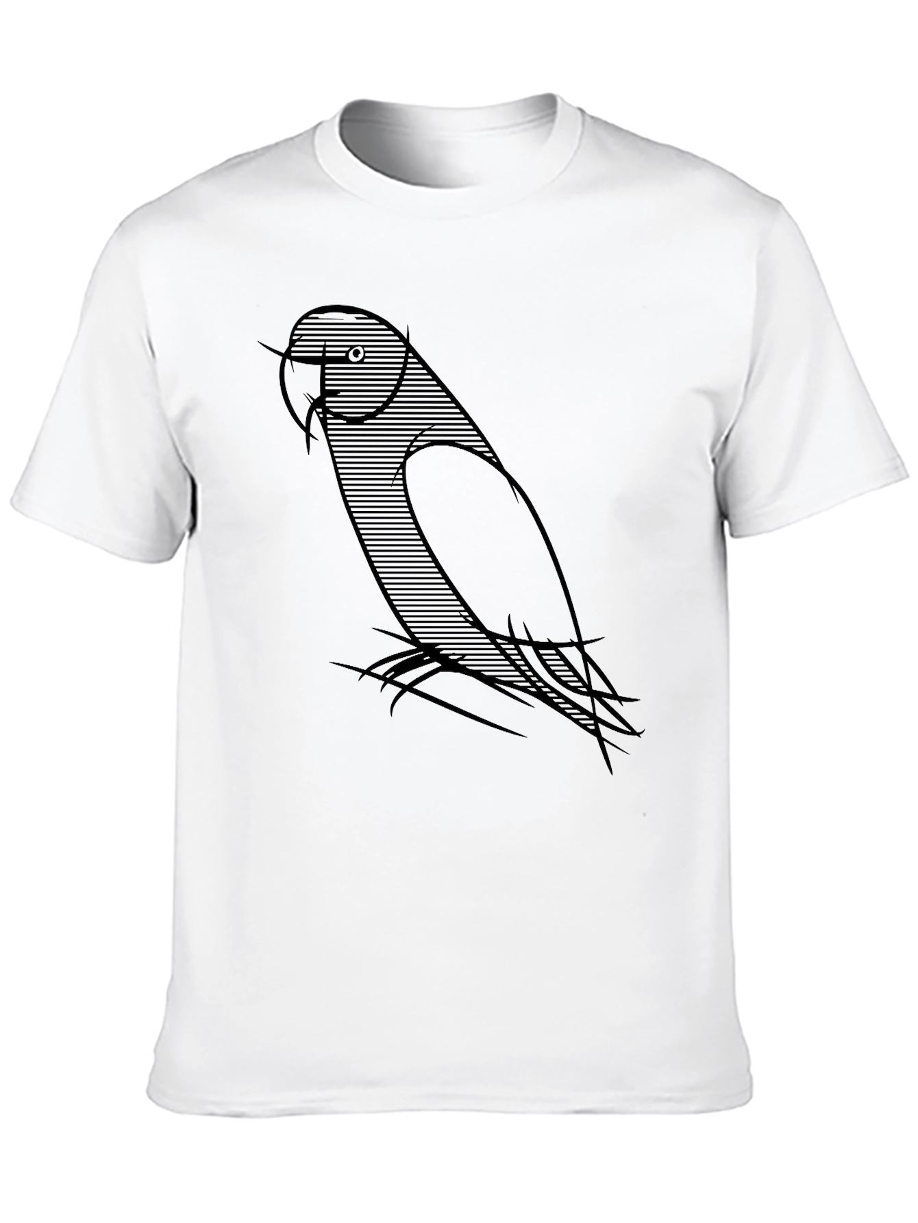 Mens Black T-Shirt with Parrot Graphic