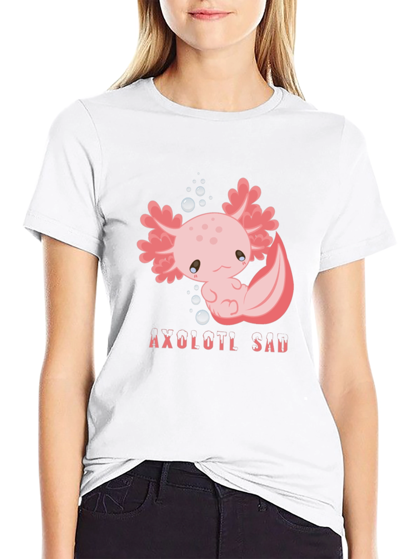 Axolotl Sad T-Shirt - Kawaii Graphic Tee