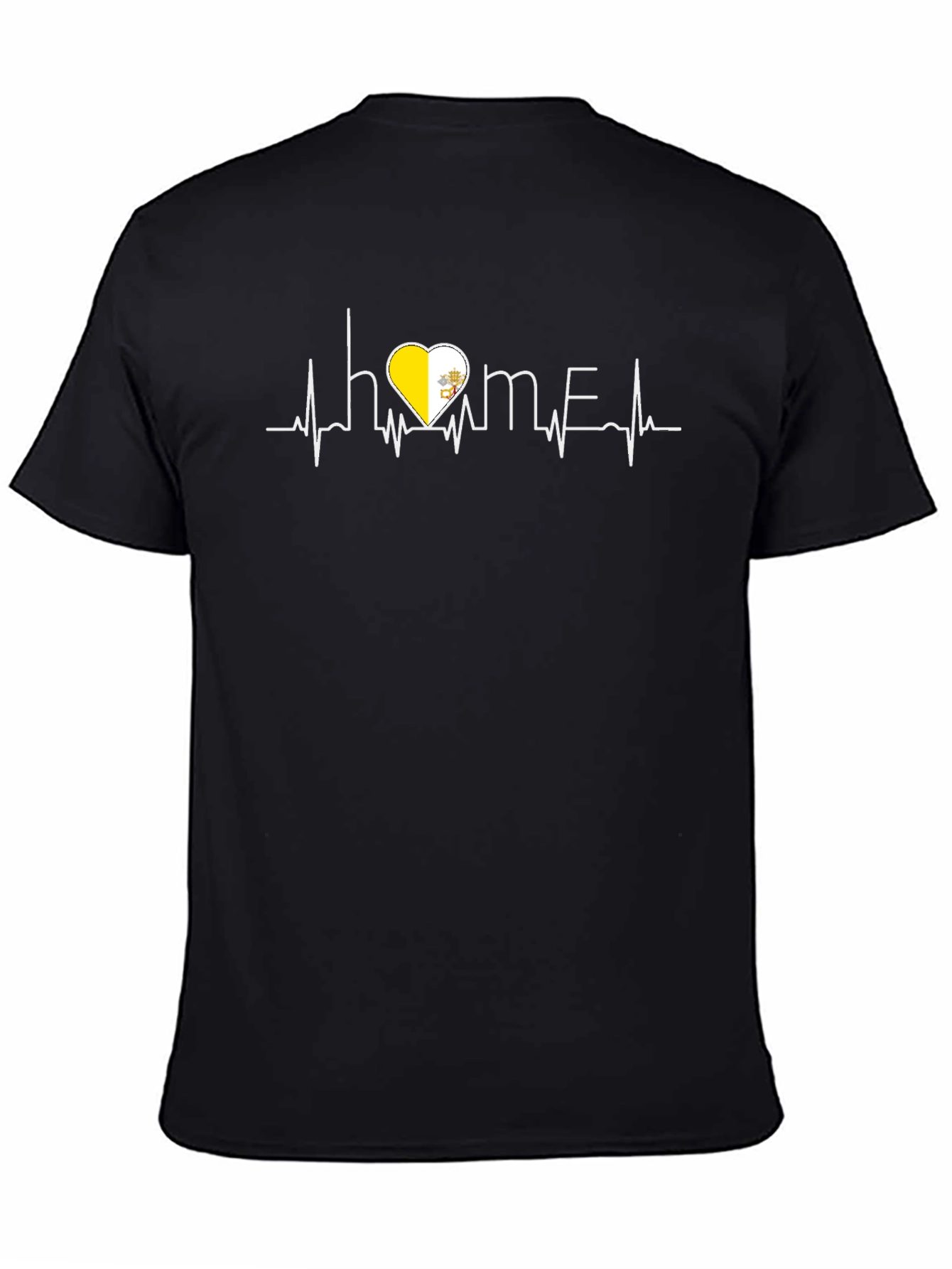 Vatican Heartbeat Home T-Shirt - Black Cotton Tee