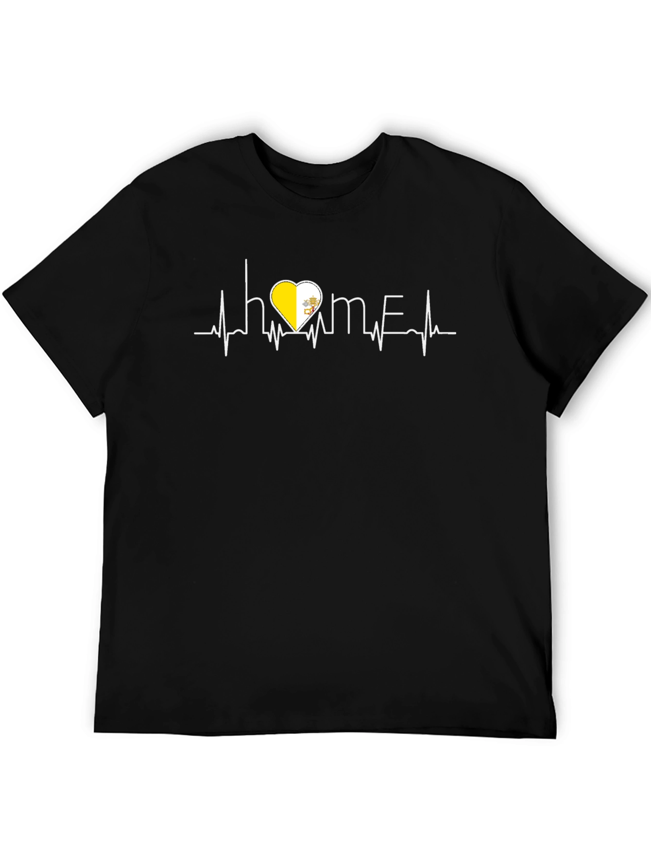 Vatican Heartbeat Home T-Shirt - Black Cotton Tee