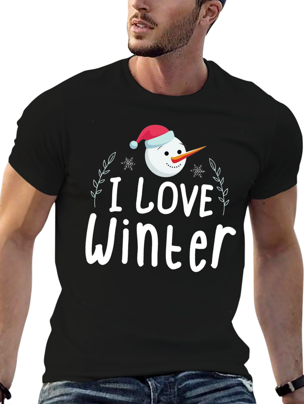 I Love Winter Snowman Graphic Tee Shirt