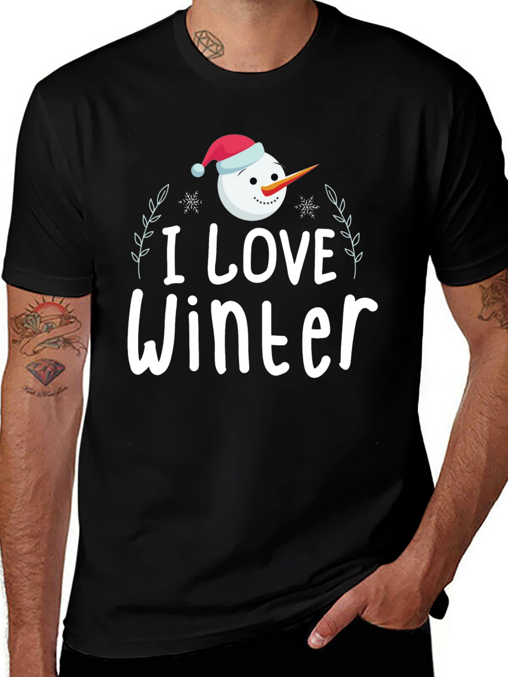 I Love Winter Snowman Graphic Tee Shirt