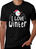 I Love Winter Snowman Graphic Tee Shirt