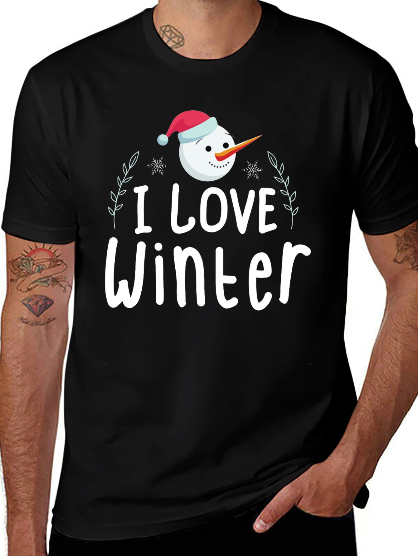 I Love Winter Snowman Graphic Tee Shirt