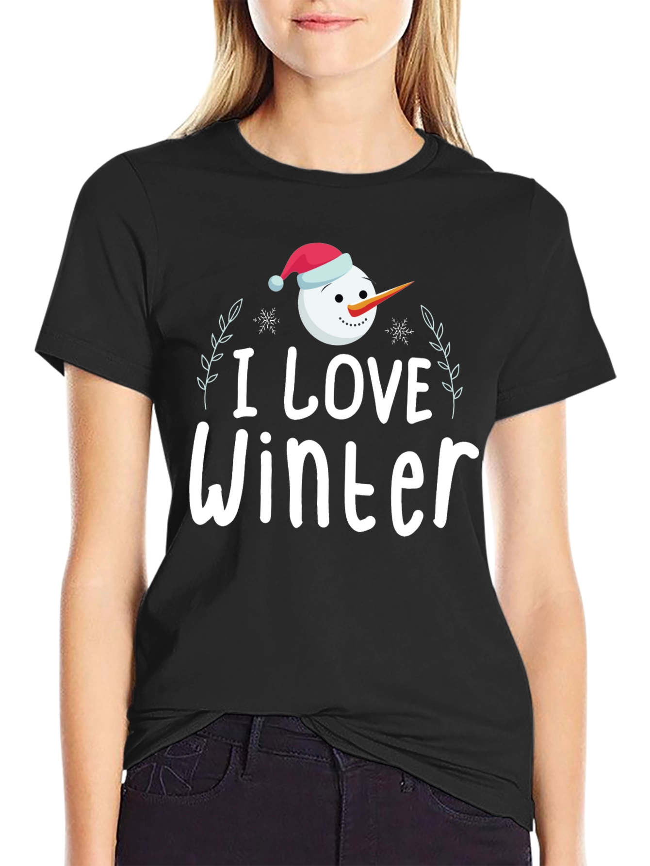 I Love Winter Snowman Graphic Tee Shirt