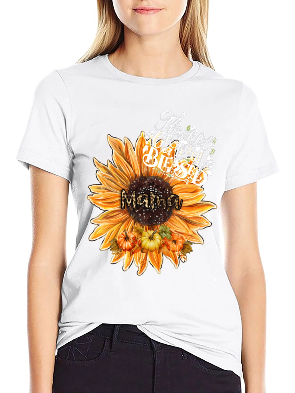 Mama Sunflower Thanksgiving Blessed T-Shirt