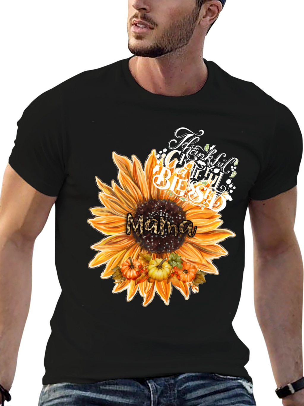 Mama Sunflower Thanksgiving Blessed T-Shirt