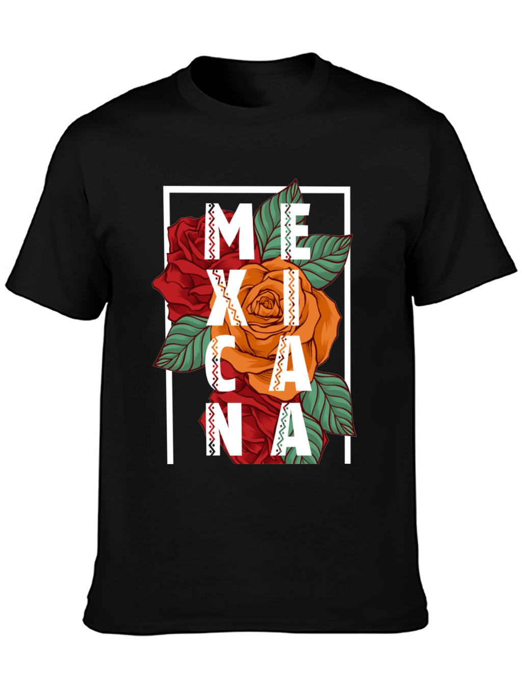 Mexicana Graphic T-Shirt - Floral Design Black