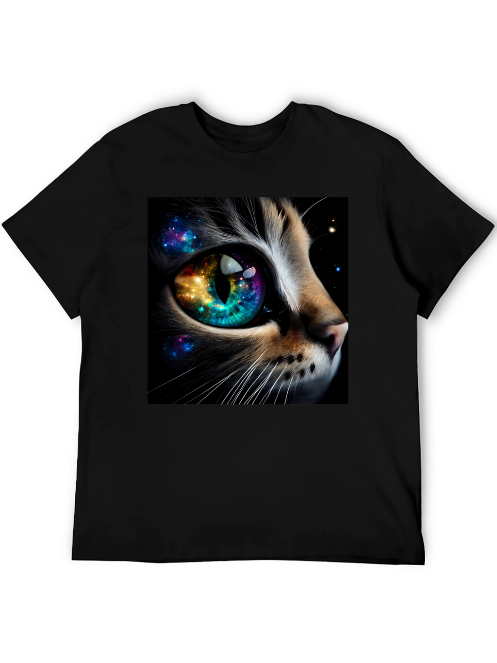 Cosmic Cat Eye T-Shirt - Unique Galaxy Design
