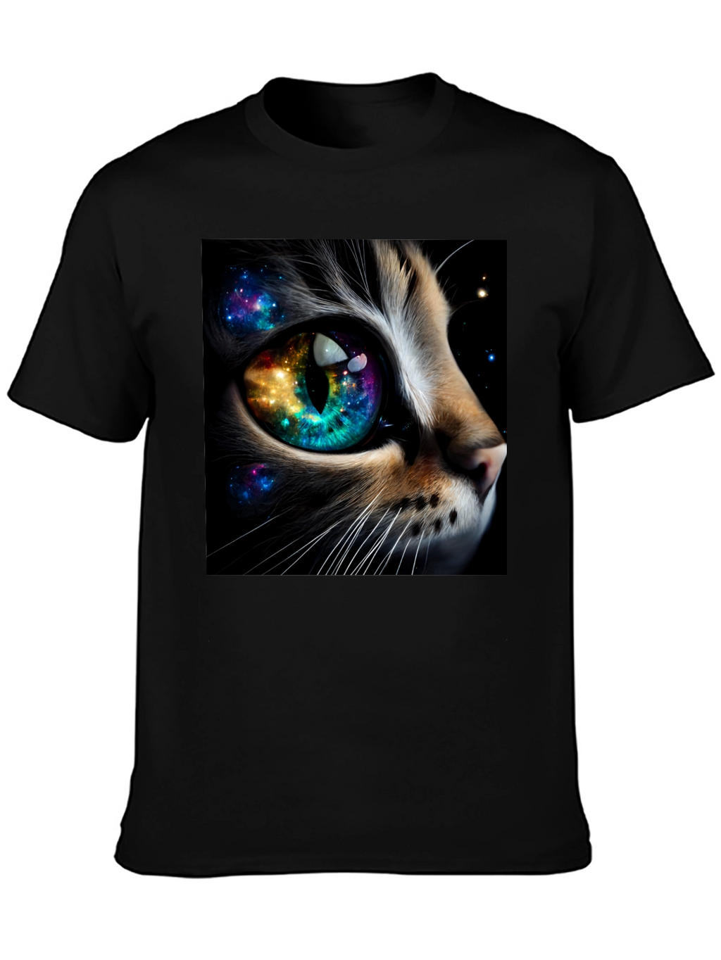 Cosmic Cat Eye T-Shirt - Unique Galaxy Design
