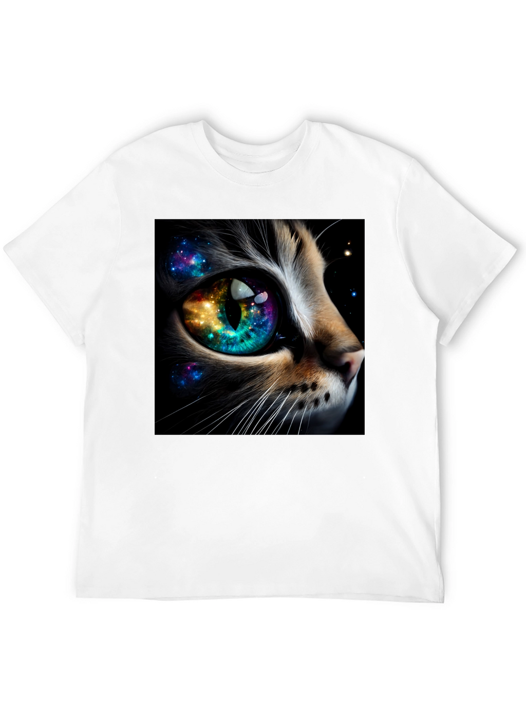 Cosmic Cat Eye T-Shirt - Unique Galaxy Design