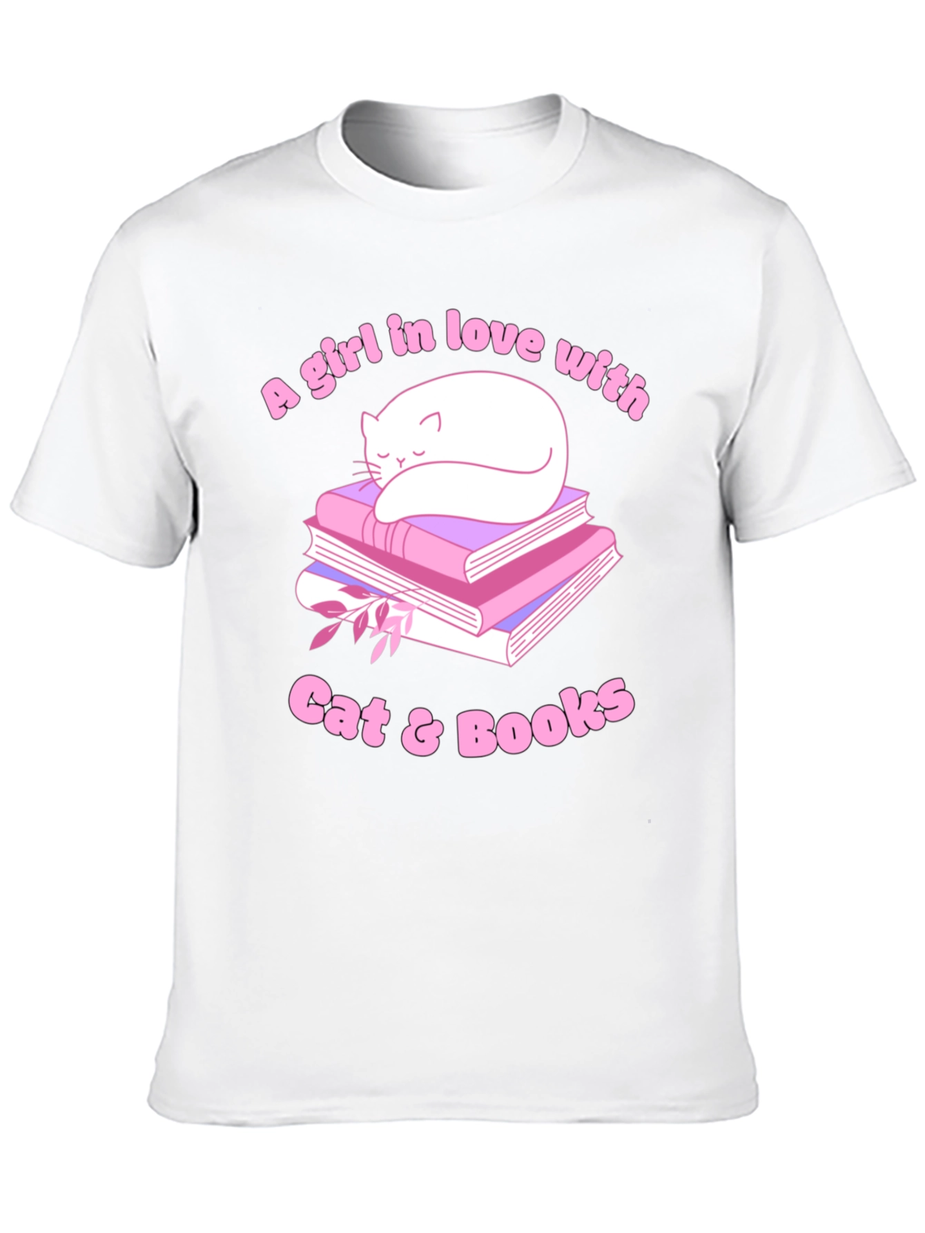 Cat & Books Graphic Tee - Book Lovers Shirt