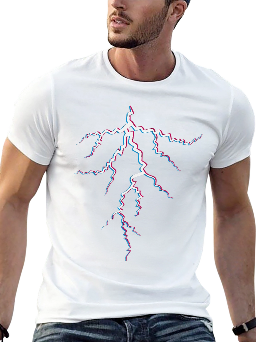 Electric Lightning Bolt Graphic Tee - Black